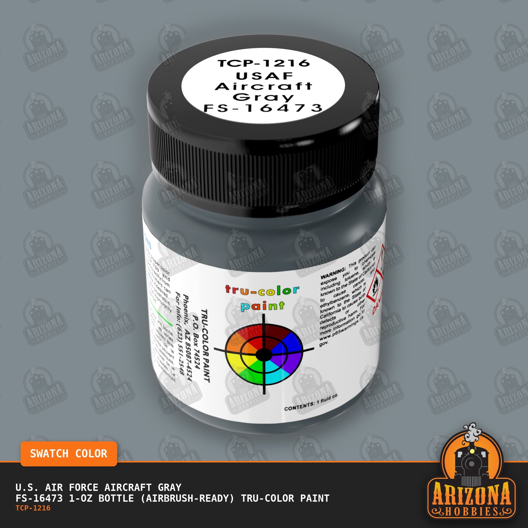 U.S. Air Force AIRCRAFT GRAY FS-16473 1-oz bottle (Air-brush) Tru-Color Paint-with color swatch-Arizona Hobbies