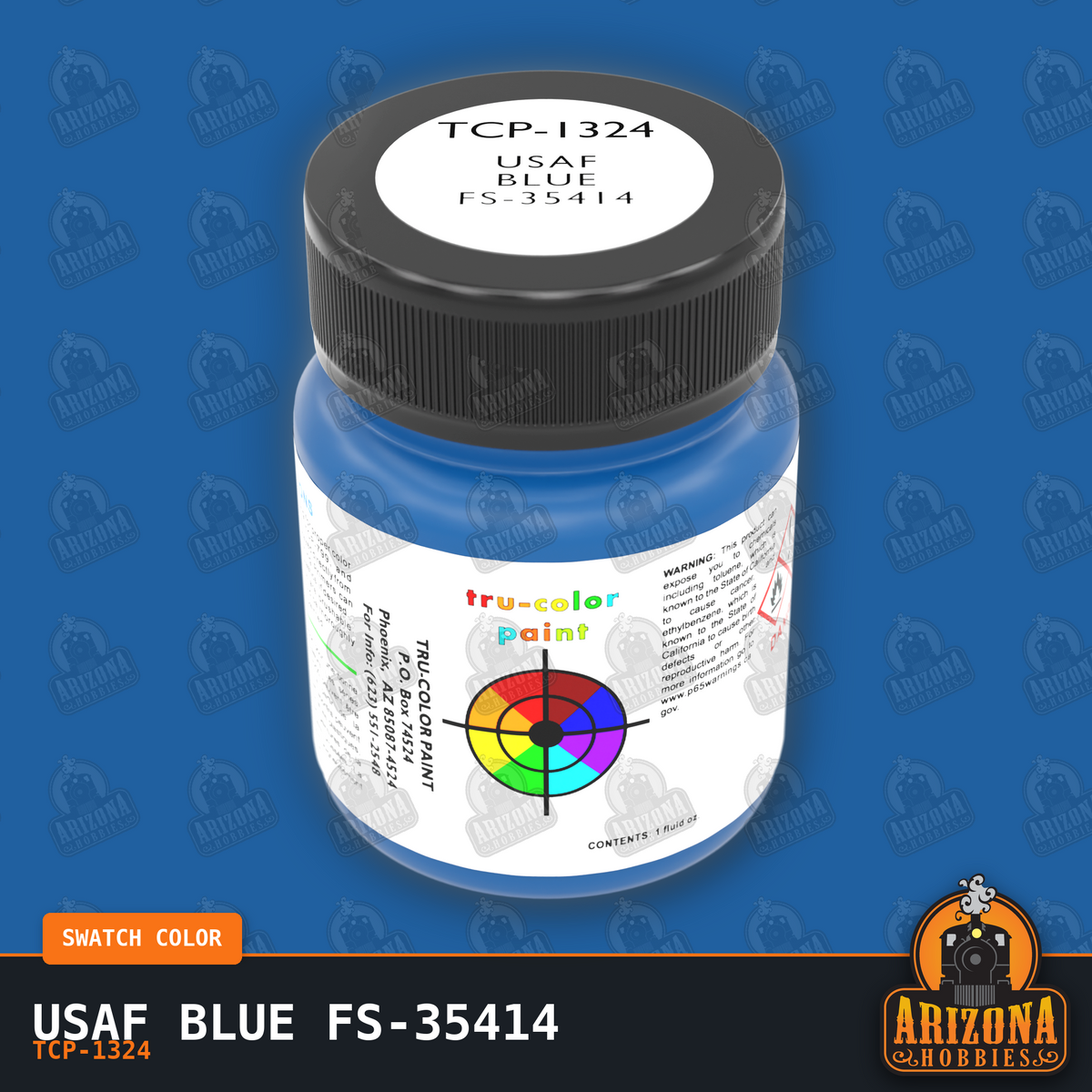 U.S. Air Force BLUE FS-35414 1-oz bottle (Air-brush) Tru-Color Paint-with color swatch-Arizona Hobbies