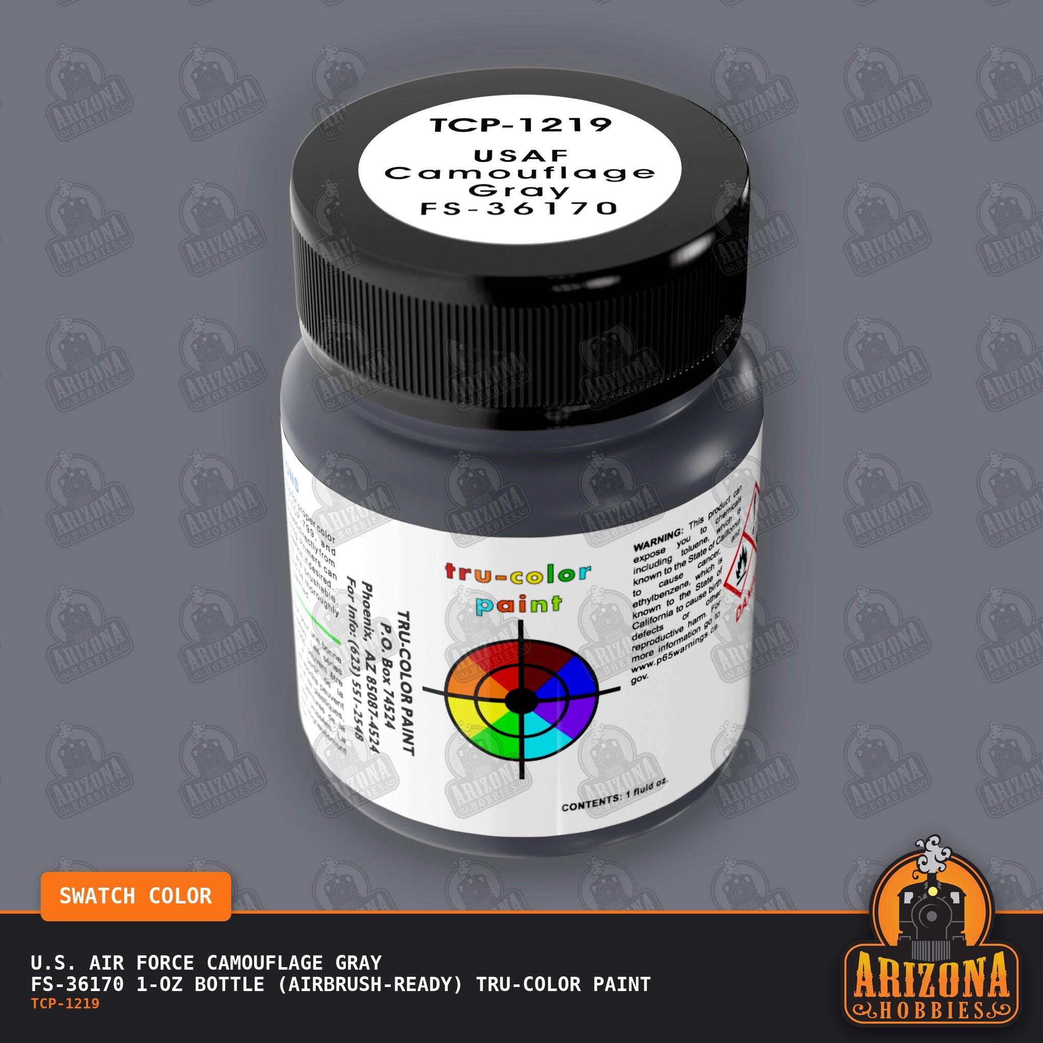 U.S. Air Force CAMOUFLAGE GRAY FS-36170 1-oz bottle (Air-brush) Tru-Color Paint-with color swatch-Arizona Hobbies