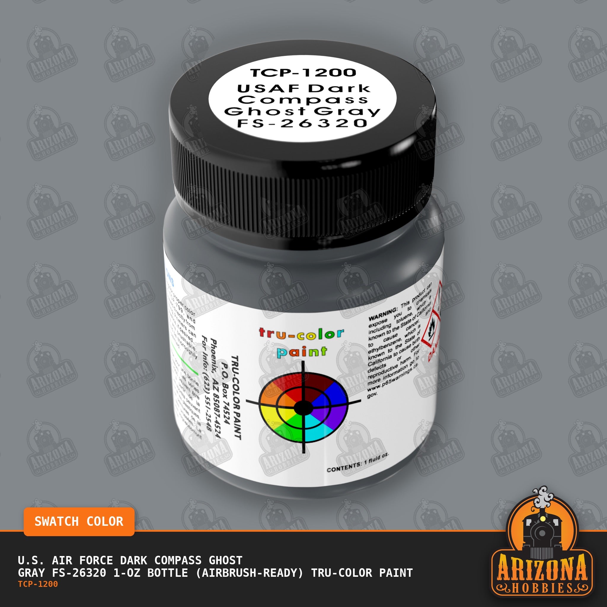 U.S. Air Force DARK COMPASS GHOST GRAY FS-26320 1-oz bottle (Air-brush) Tru-Color Paint-with color swatch-Arizona Hobbies