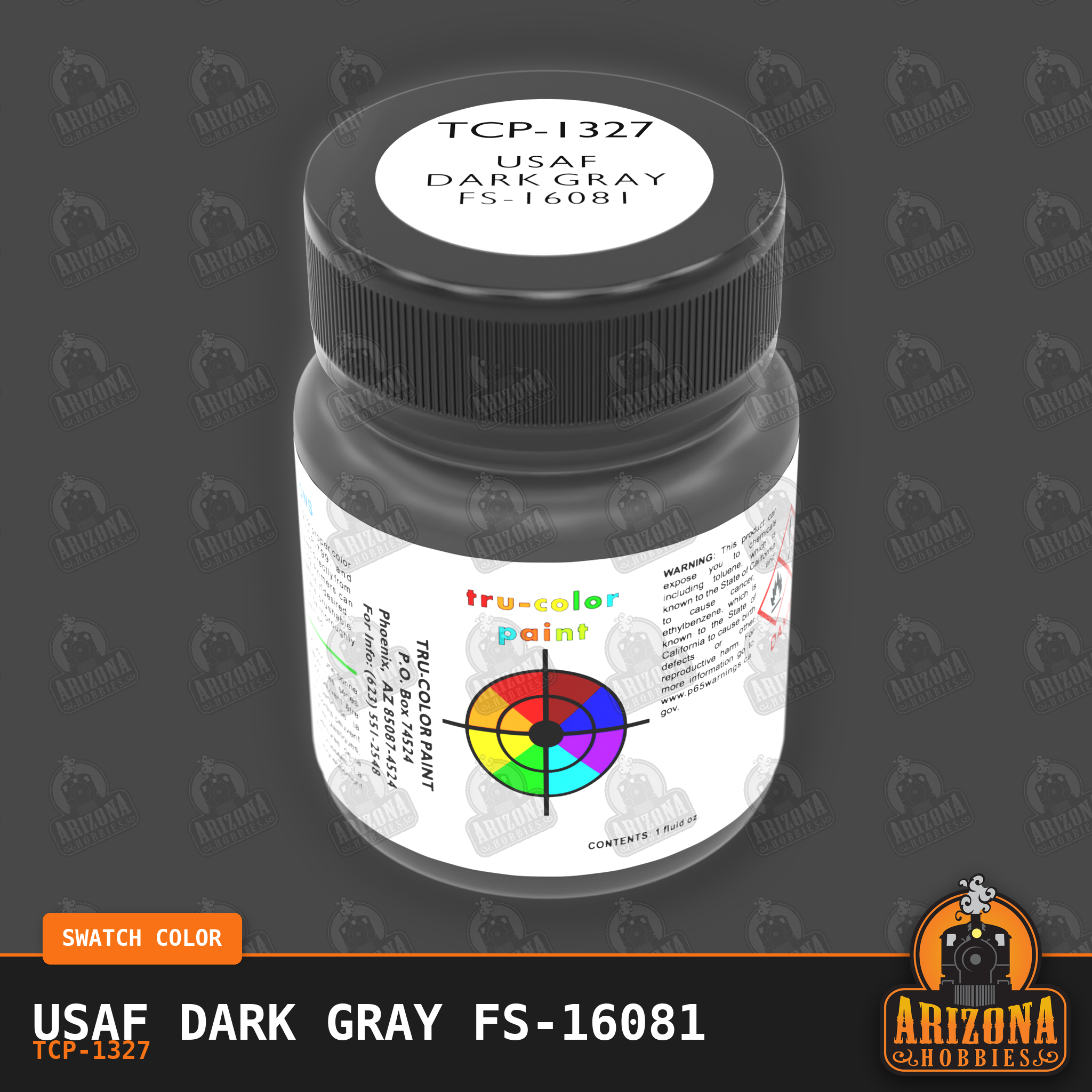 U.S. Air Force DARK GRAY FS-16081 1-oz bottle (Air-brush) Tru-Color Paint-with color swatch-Arizona Hobbies