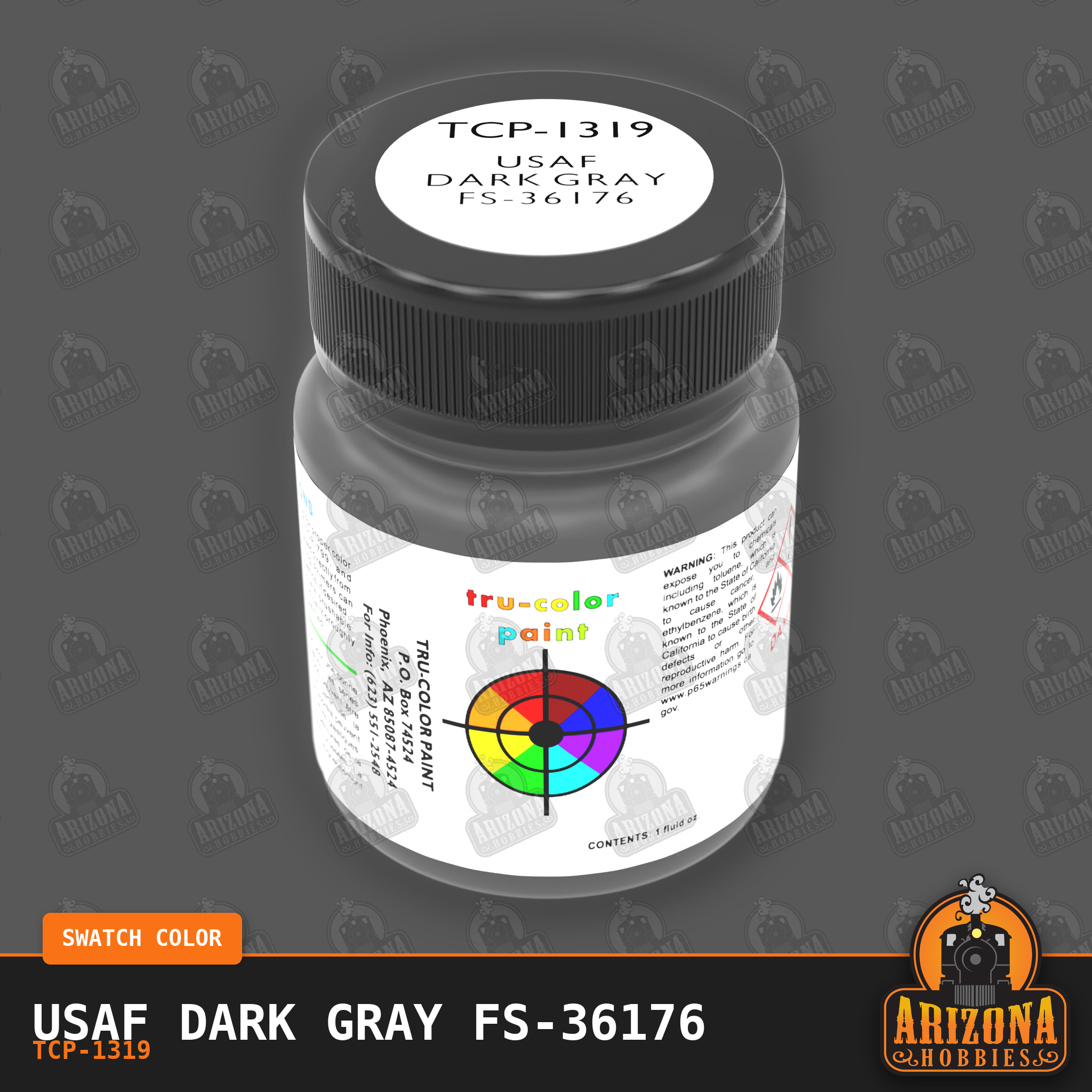 U.S. Air Force DARK GRAY FS-36176 1-oz bottle (Air-brush) Tru-Color Paint-with color swatch-Arizona Hobbies