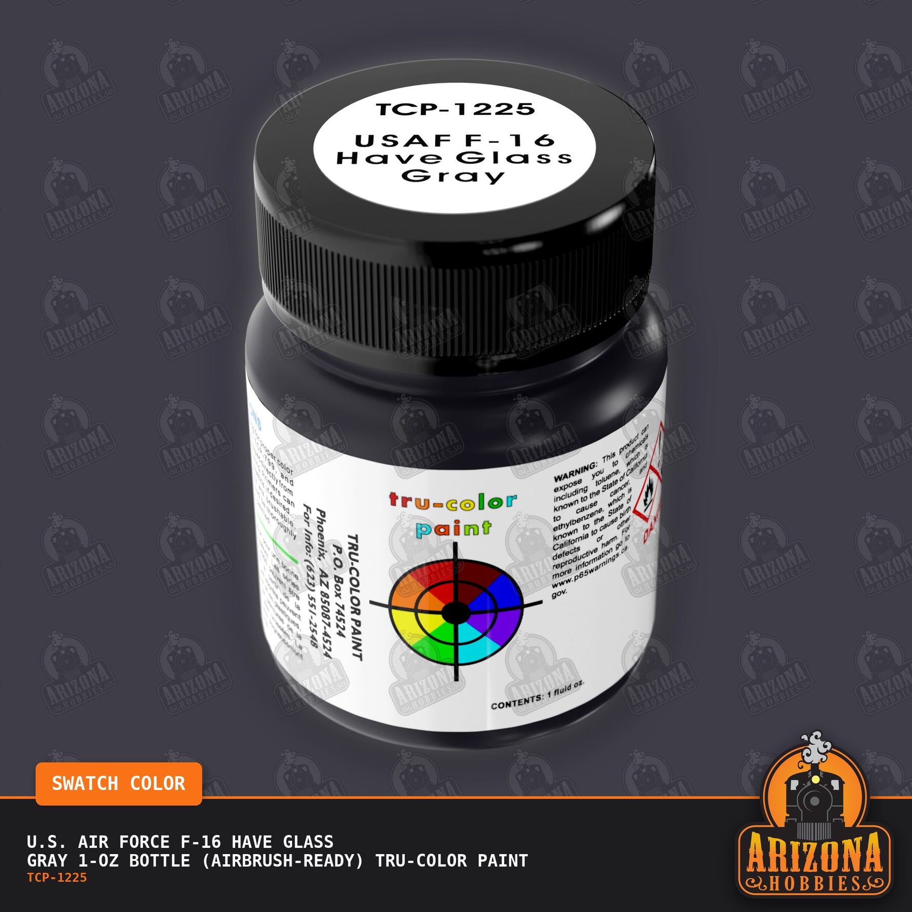 U.S. Air Force F-16 HAVE GLASS GRAY 1-oz bottle (Air-brush) Tru-Color Paint-with color swatch-Arizona Hobbies