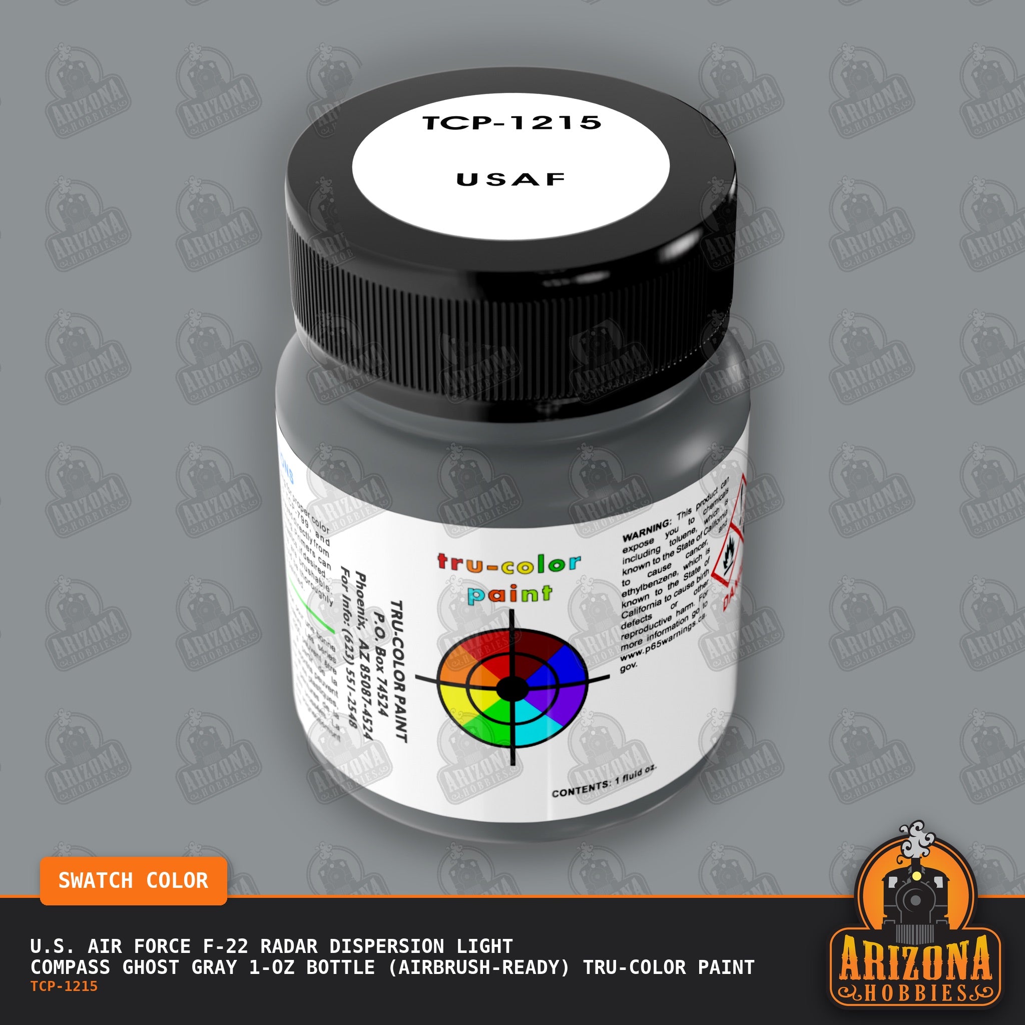 U.S. Air Force F-22 RADAR DISPERSION LIGHT COMPASS GHOST GRAY 1-oz bottle (Air-brush) Tru-Color Paint-with color swatch-Arizona Hobbies