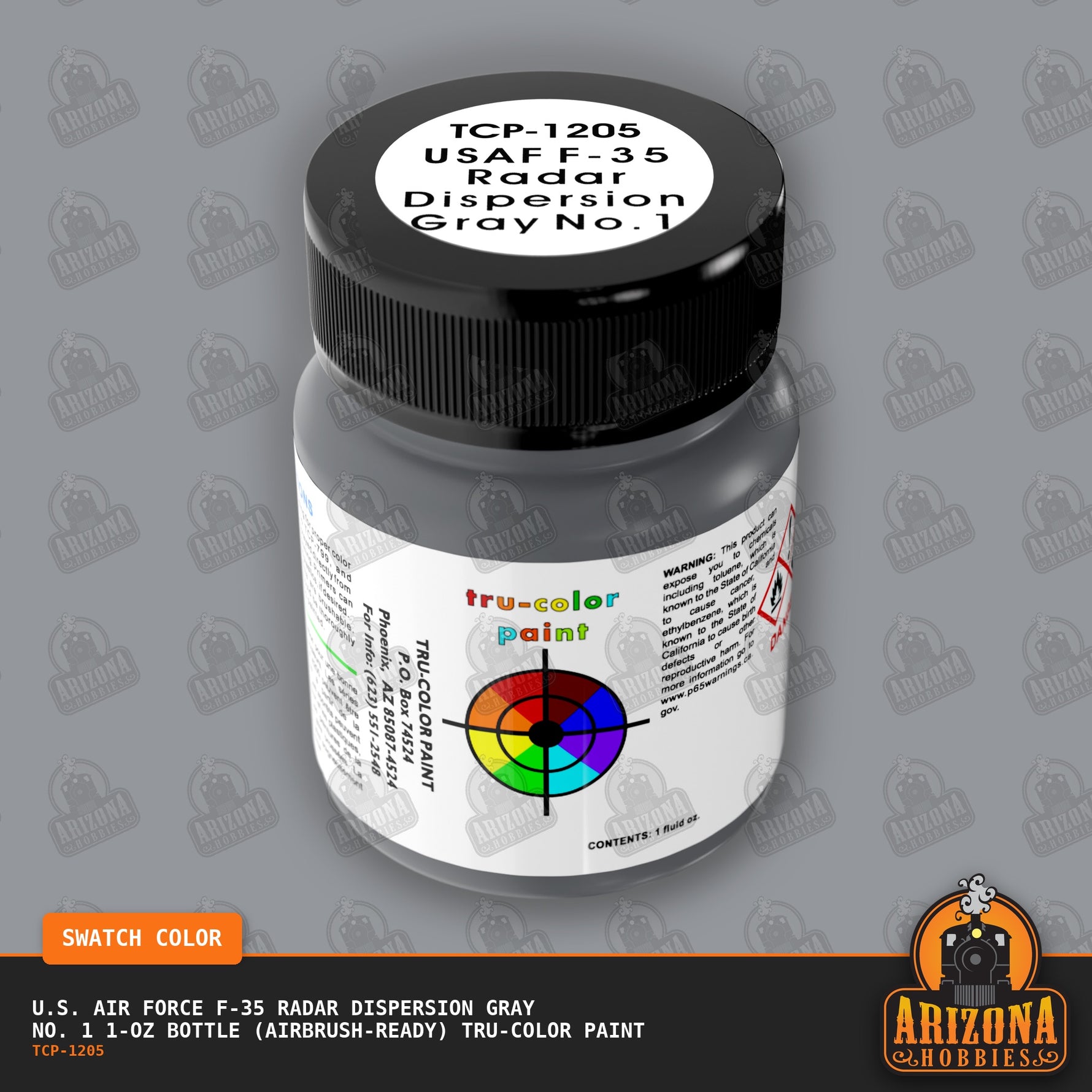 U.S. Air Force F-35 RADAR DISPERSION GRAY No. 1 1-oz bottle (Air-brush) Tru-Color Paint-with color swatch-Arizona Hobbies