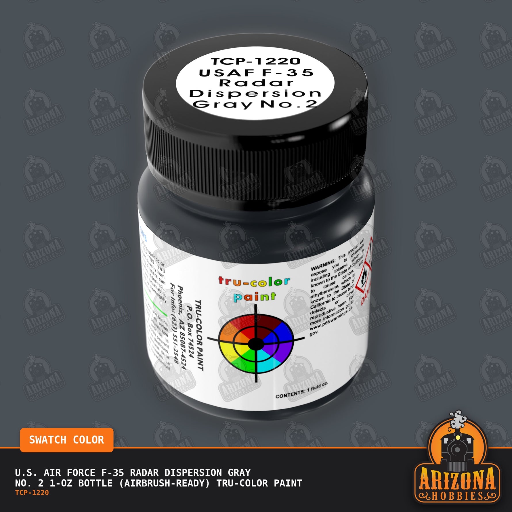 U.S. Air Force F-35 RADAR DISPERSION GRAY No. 2 1-oz bottle (Air-brush) Tru-Color Paint-with color swatch-Arizona Hobbies