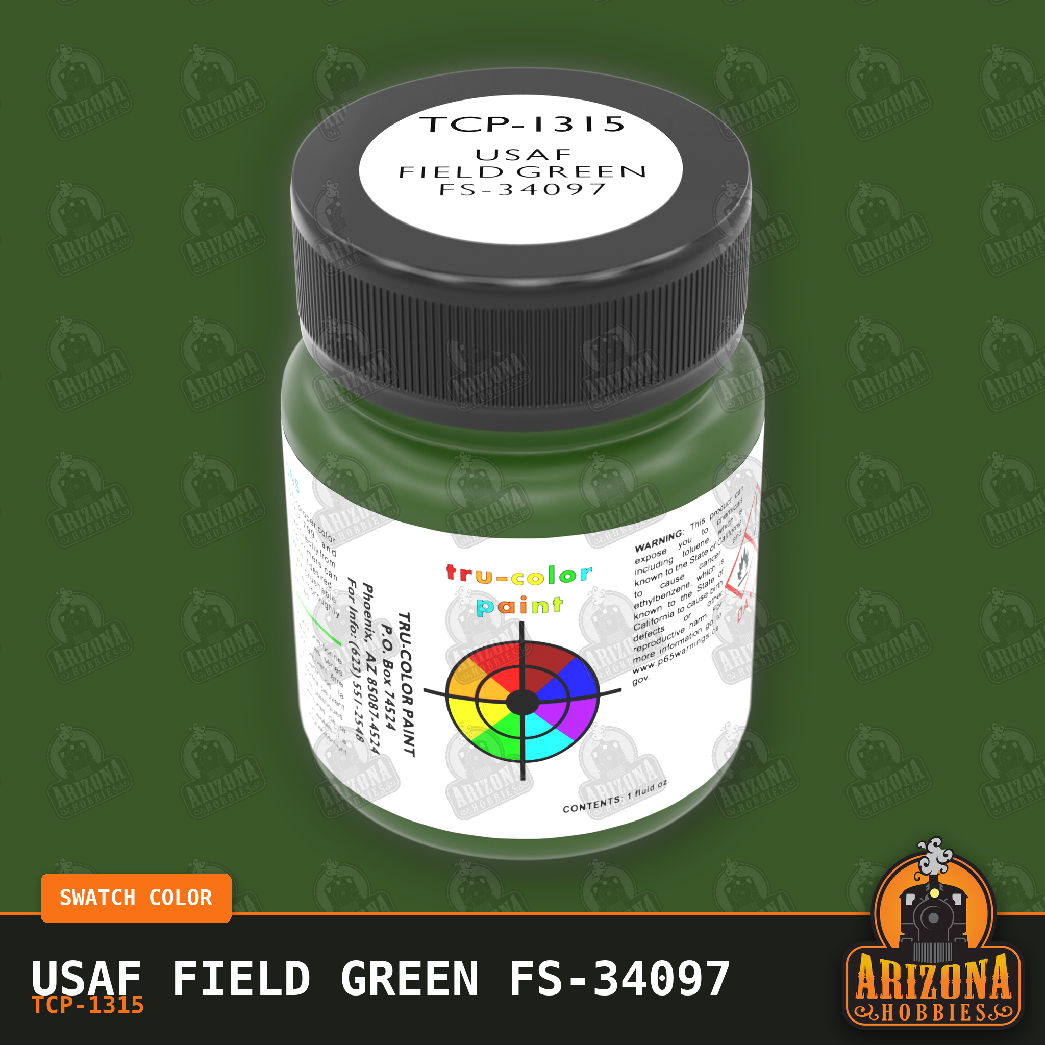 U.S. Air Force FS-34097 FIELD GREEN 1-oz bottle (Air-brush) Tru-Color Paint-with color swatch-Arizona Hobbies