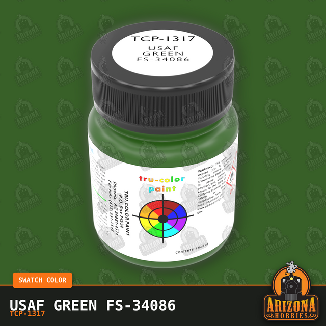 U.S. Air Force GREEN FS-34086 1-oz bottle (Air-brush) Tru-Color Paint-with color swatch-Arizona Hobbies