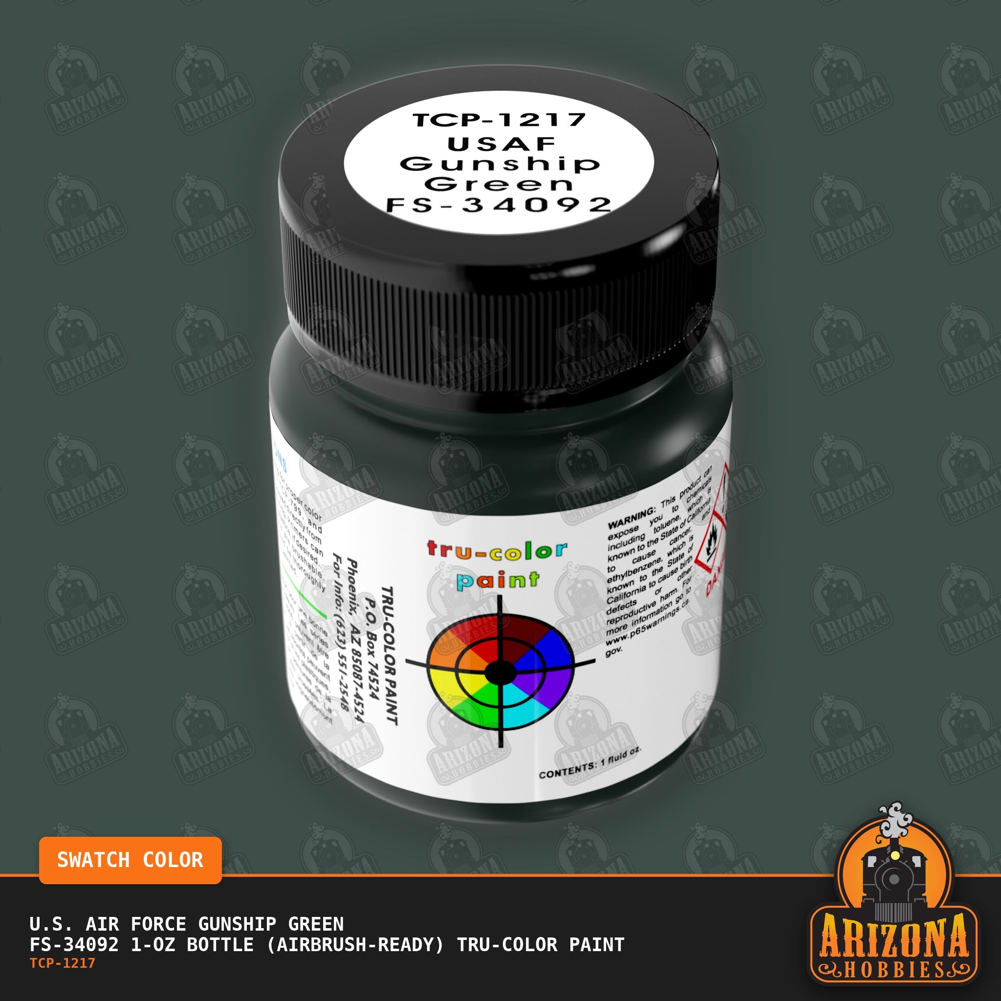 U.S. Air Force GUNSHIP GREEN FS-34092 1-oz bottle (Air-brush) Tru-Color Paint-with color swatch-Arizona Hobbies