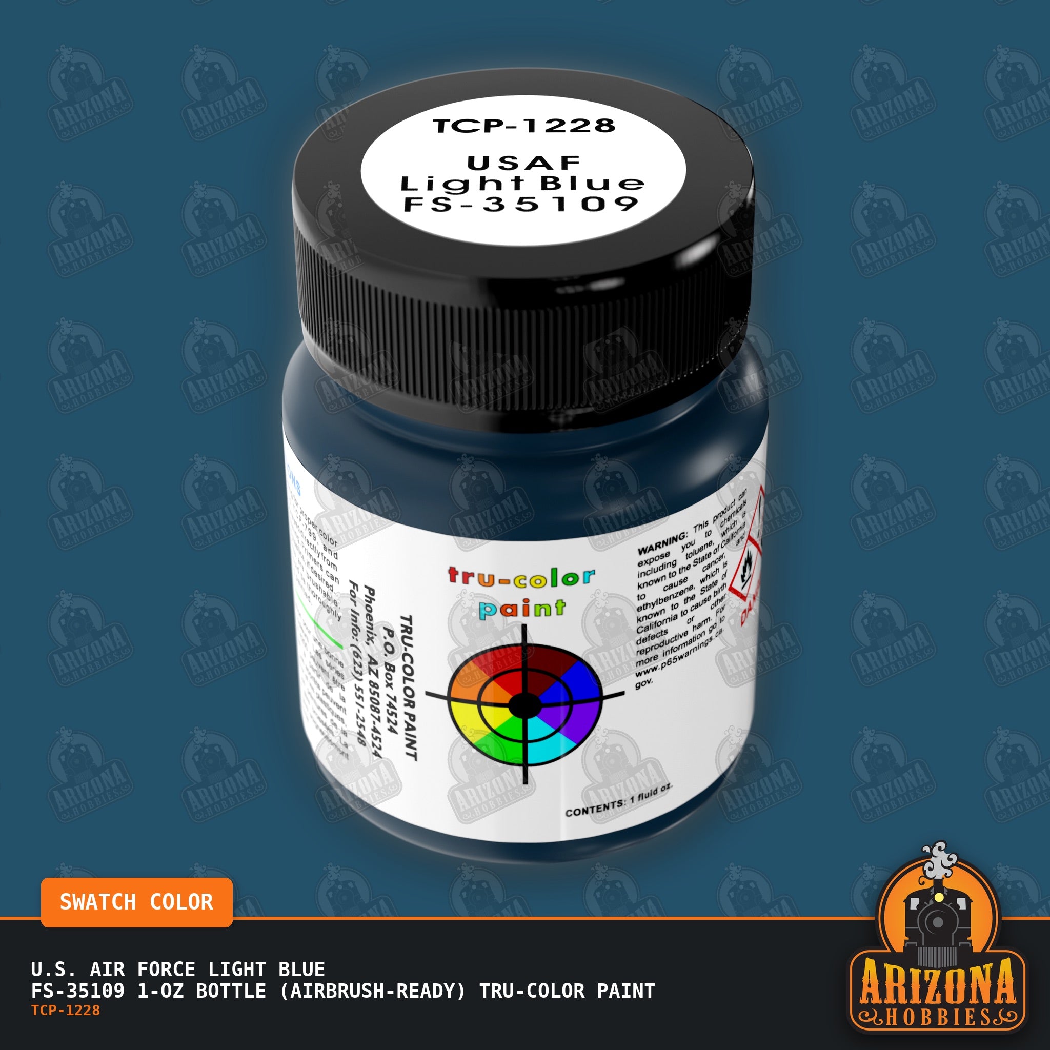 U.S. Air Force LIGHT BLUE FS-35109 1-oz bottle (Air-brush) Tru-Color Paint-with color swatch-Arizona Hobbies