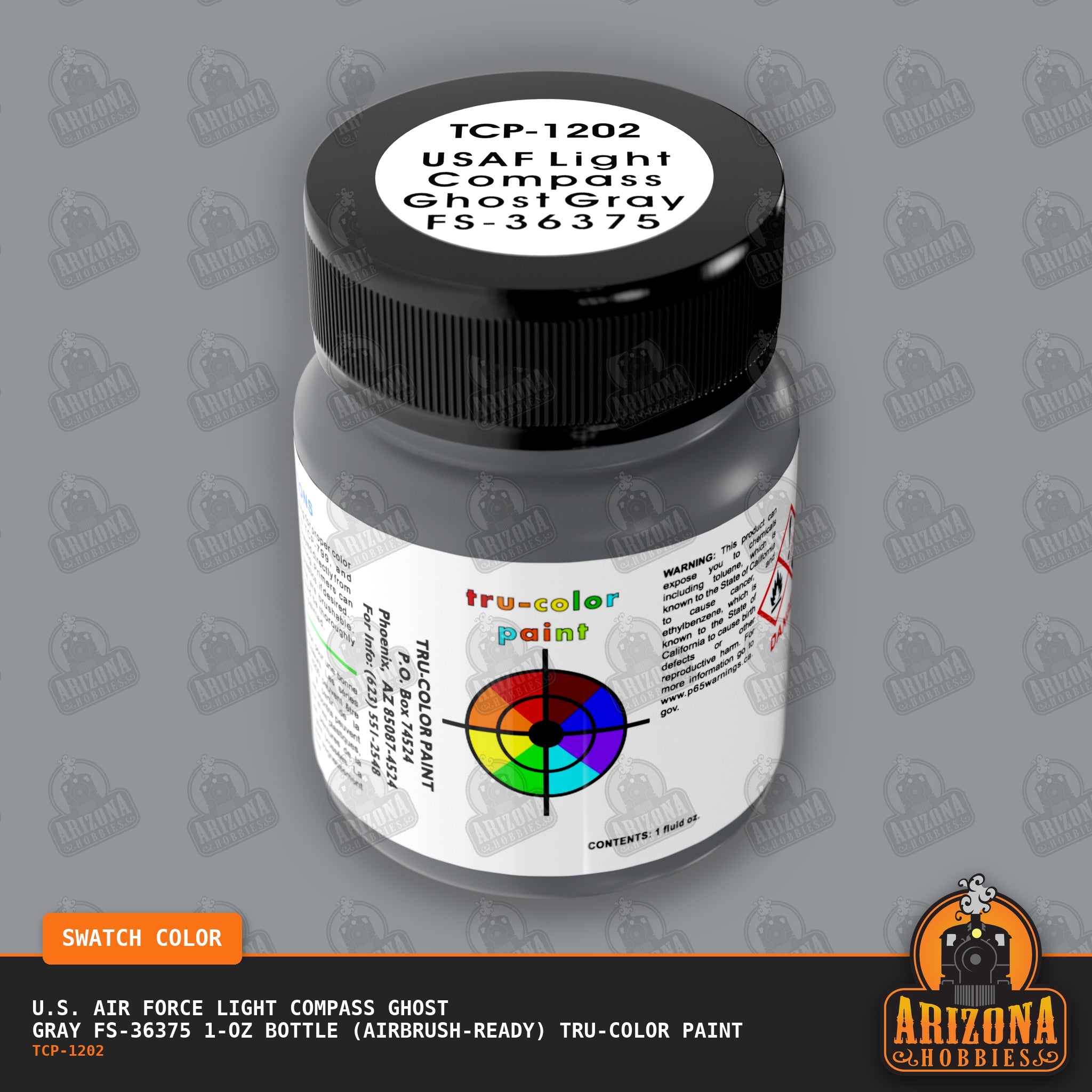 U.S. Air Force LIGHT COMPASS GHOST GRAY FS-36375 1-oz bottle (Air-brush) Tru-Color Paint-with color swatch-Arizona Hobbies