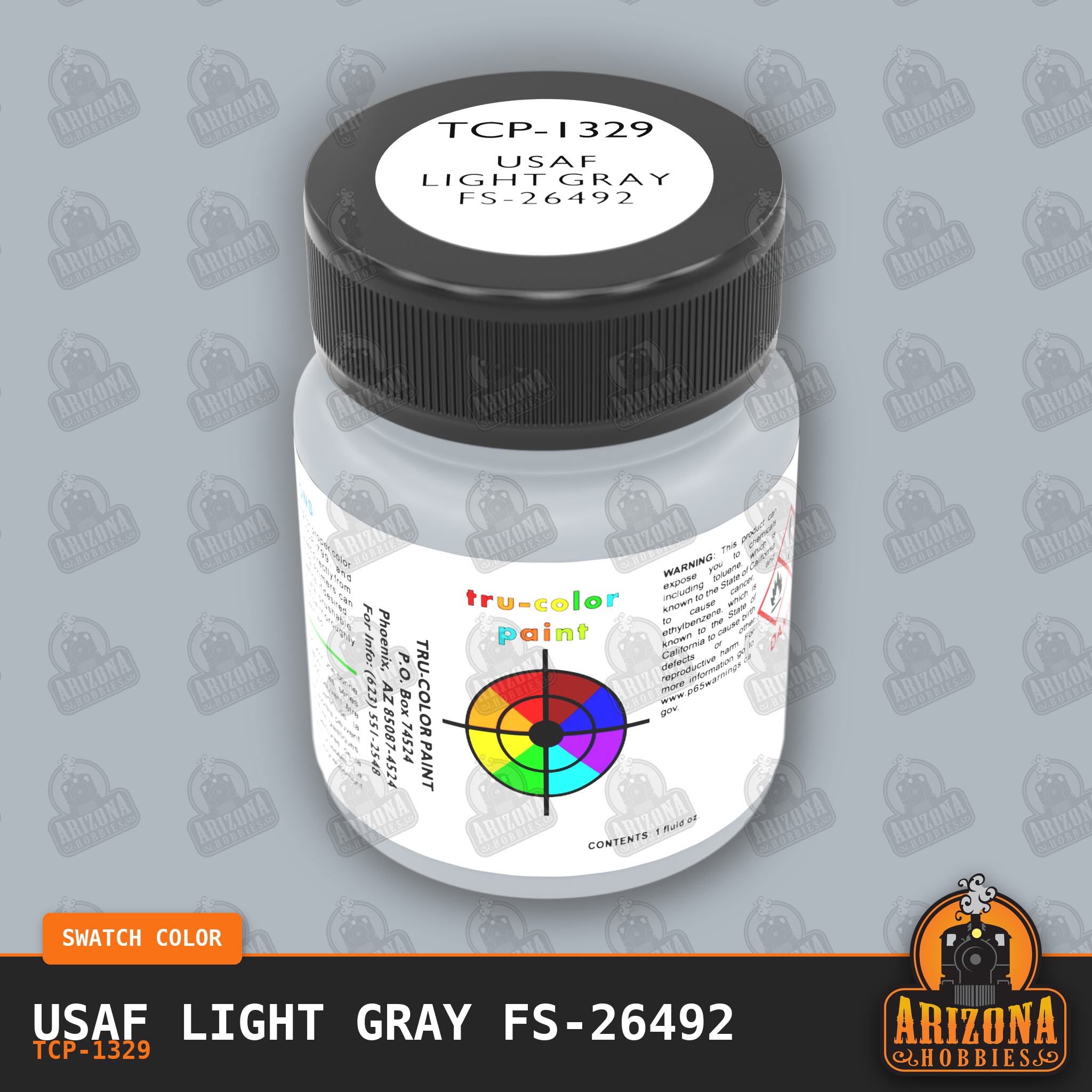 U.S. Air Force LIGHT GRAY FS-26492 1-oz bottle (Air-brush) Tru-Color Paint-with color swatch-Arizona Hobbies