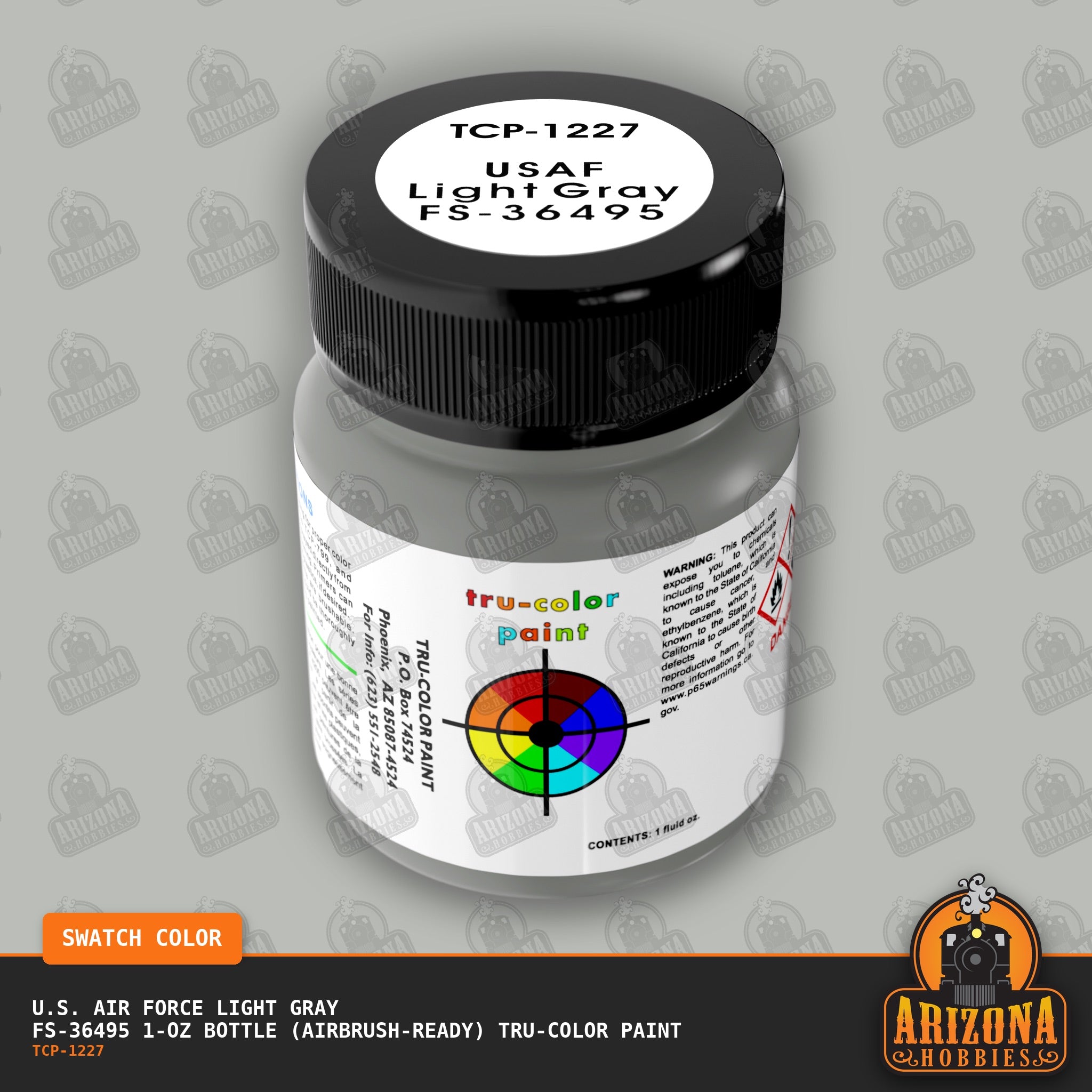 U.S. Air Force LIGHT GRAY FS-36495 1-oz bottle (Air-brush) Tru-Color Paint-with color swatch-Arizona Hobbies