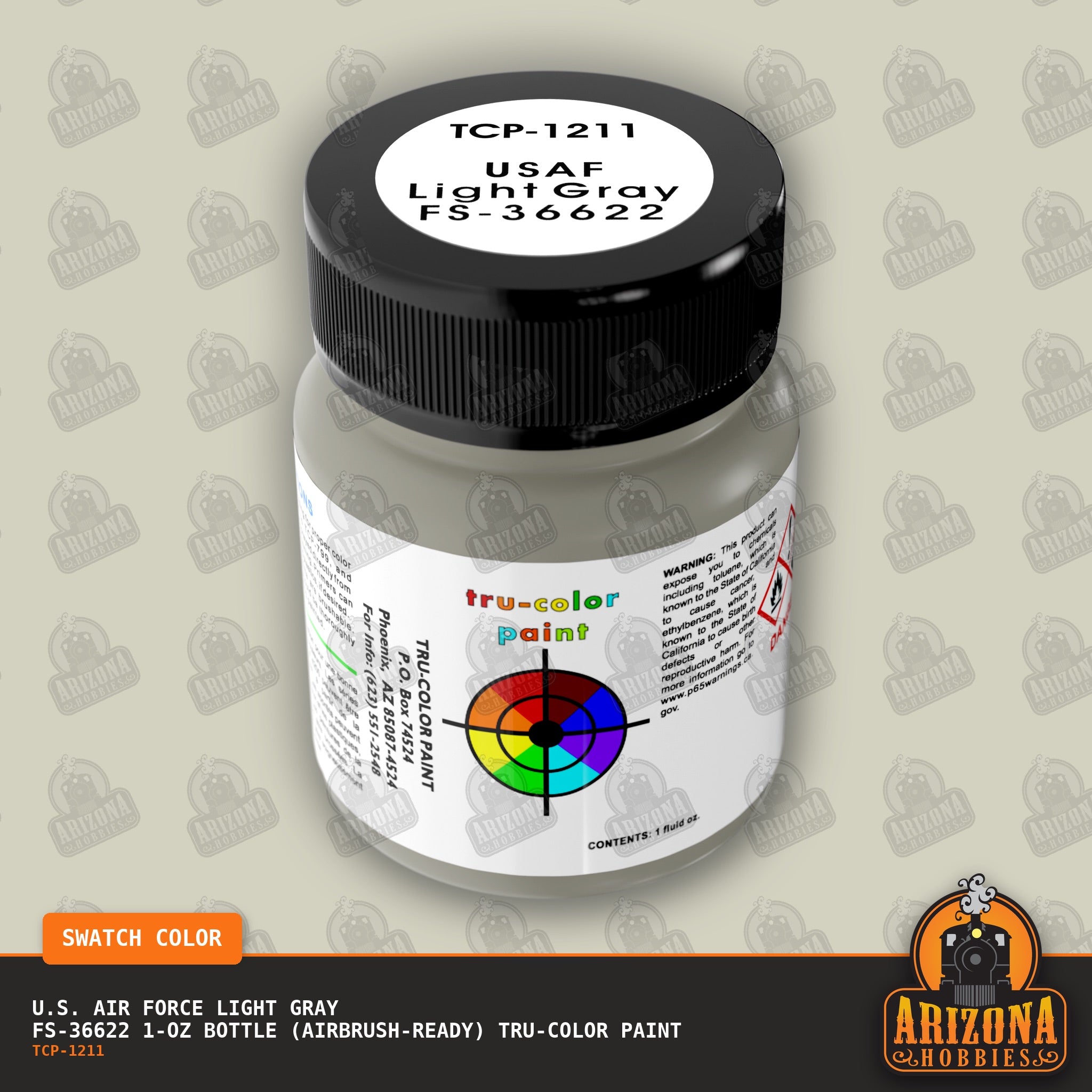 U.S. Air Force LIGHT GRAY FS-36622 1-oz bottle (Air-brush) Tru-Color Paint-with color swatch-Arizona Hobbies