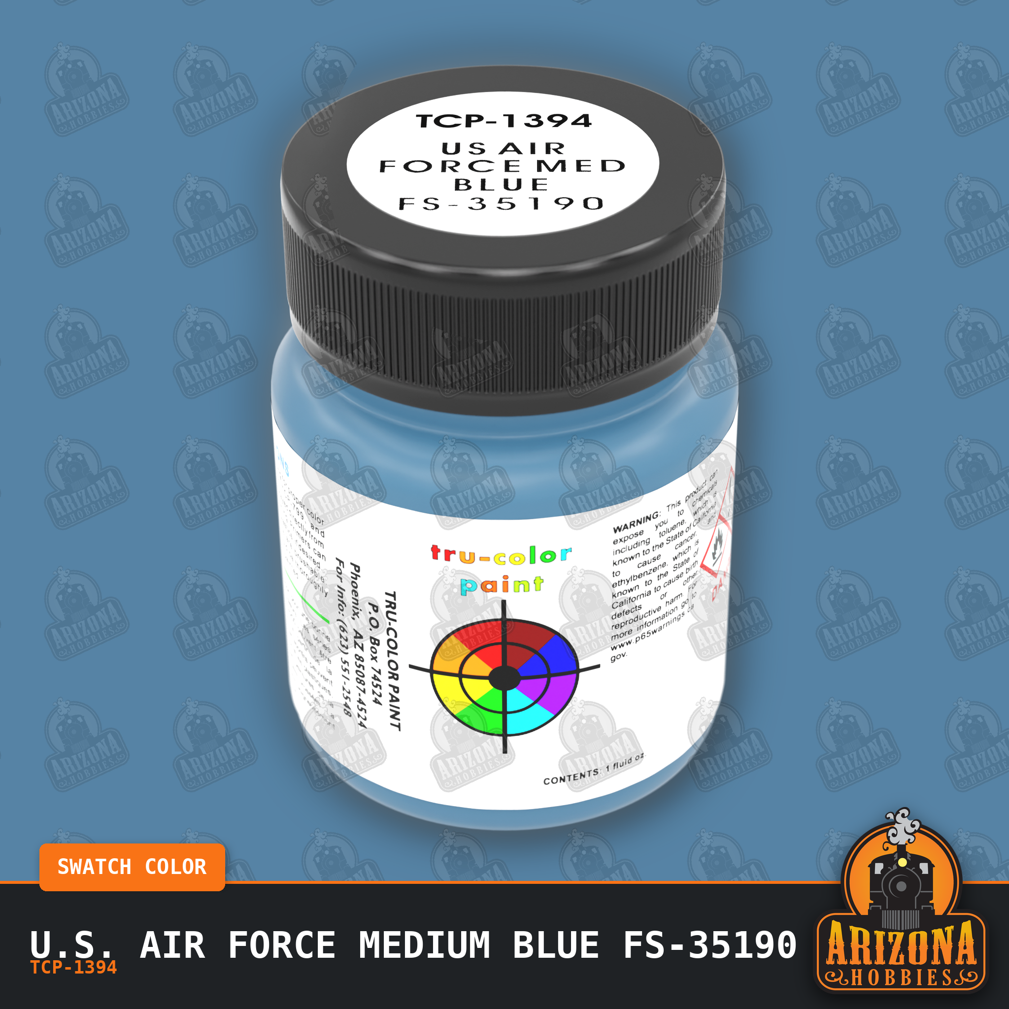 U.S. Air Force MEDIUM BLUE FS-35190 1-oz bottle (Air-brush) Tru-Color Paint SPECIAL ORDER ONLY-with color swatch-Arizona Hobbies