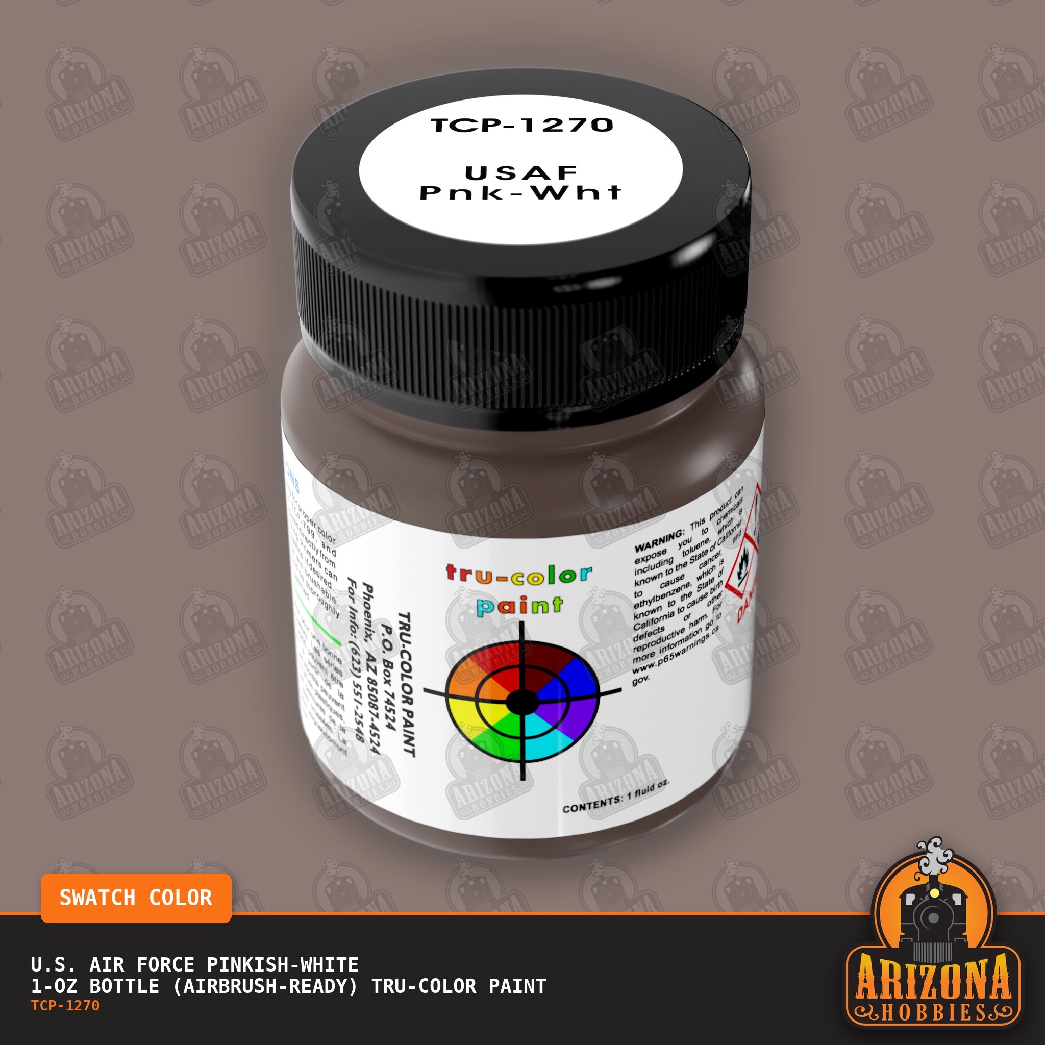 U.S. Air Force PINKISH-WHITE 1-oz bottle (Air-brush) Tru-Color Paint-with color swatch-Arizona Hobbies