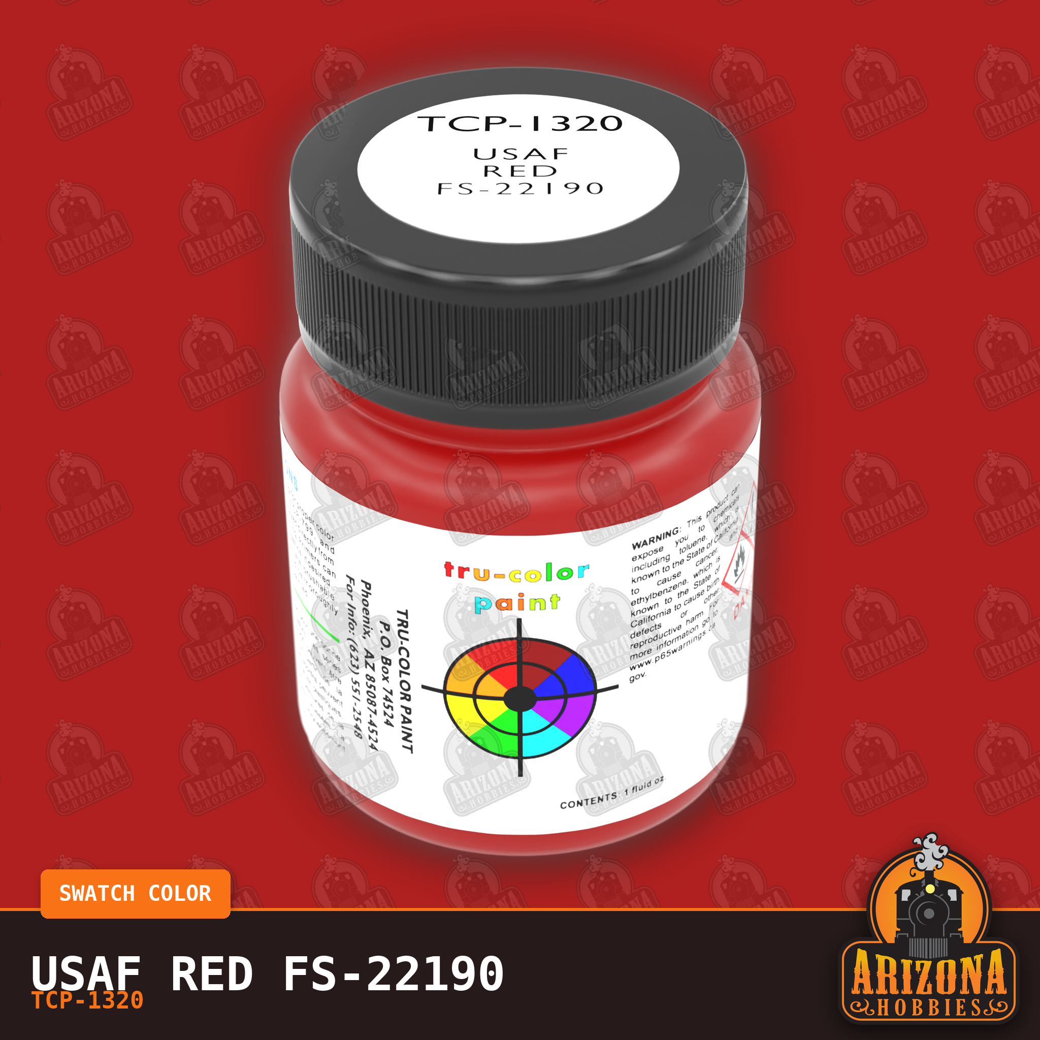 U.S. Air Force RED FS-22190 1-oz bottle (Air-brush) Tru-Color Paint-with color swatch-Arizona Hobbies