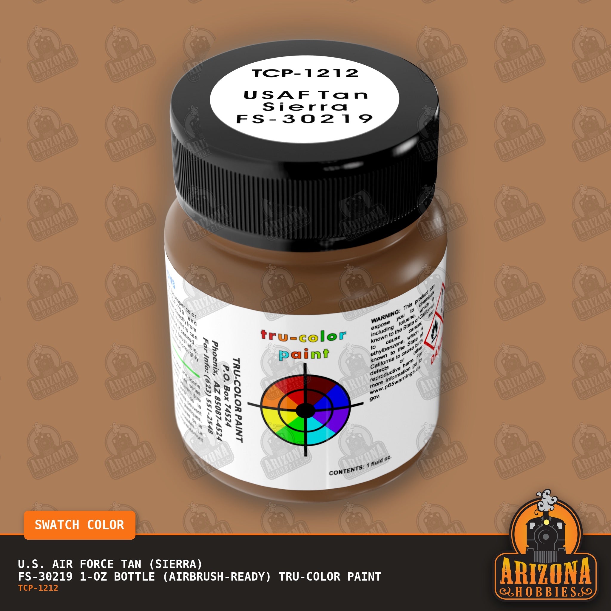 U.S. Air Force TAN (SIERRA) FS-30219 1-oz bottle (Air-brush) Tru-Color Paint-with color swatch-Arizona Hobbies