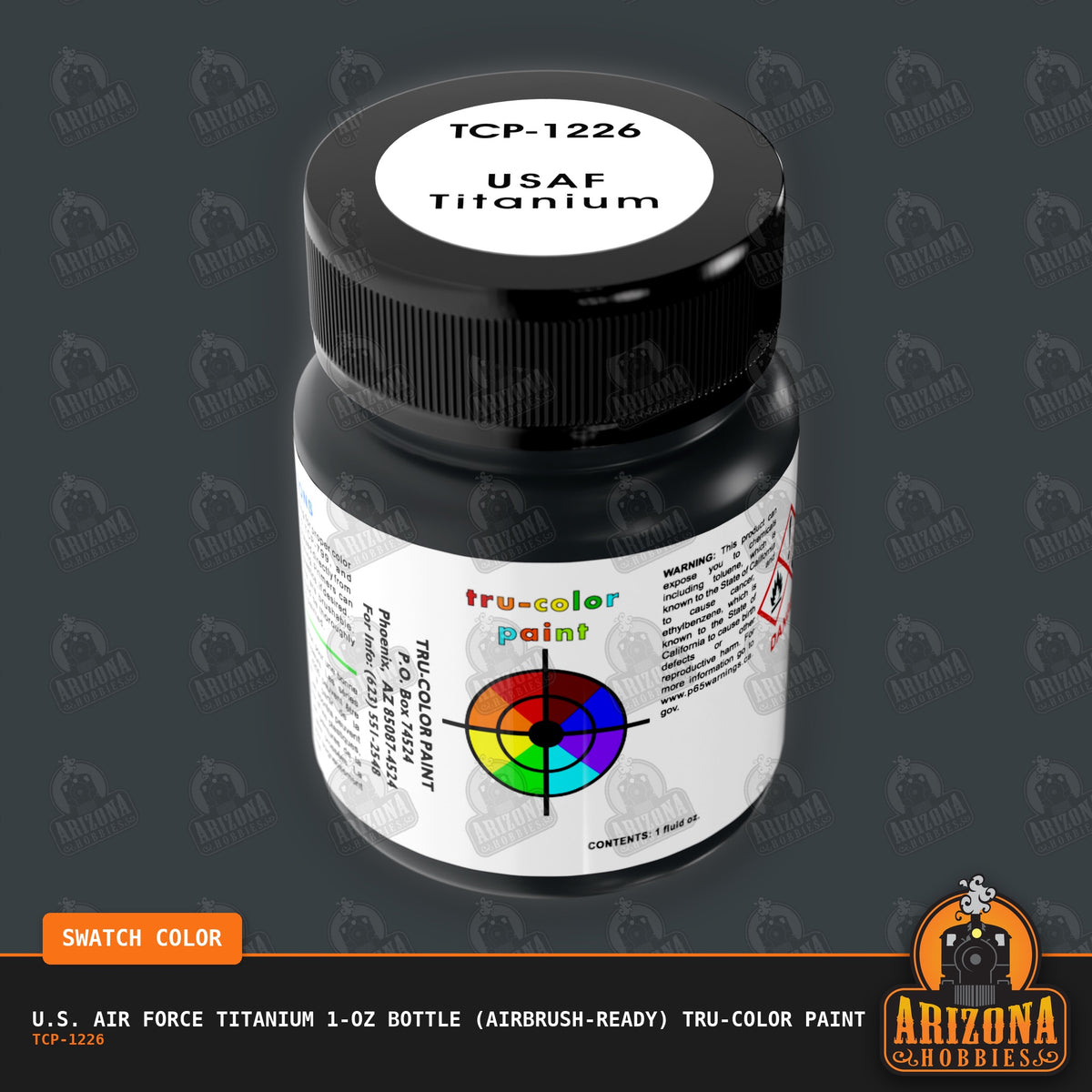 U.S. Air Force TITANIUM 1-oz bottle (Air-brush) Tru-Color Paint-with color swatch-Arizona Hobbies