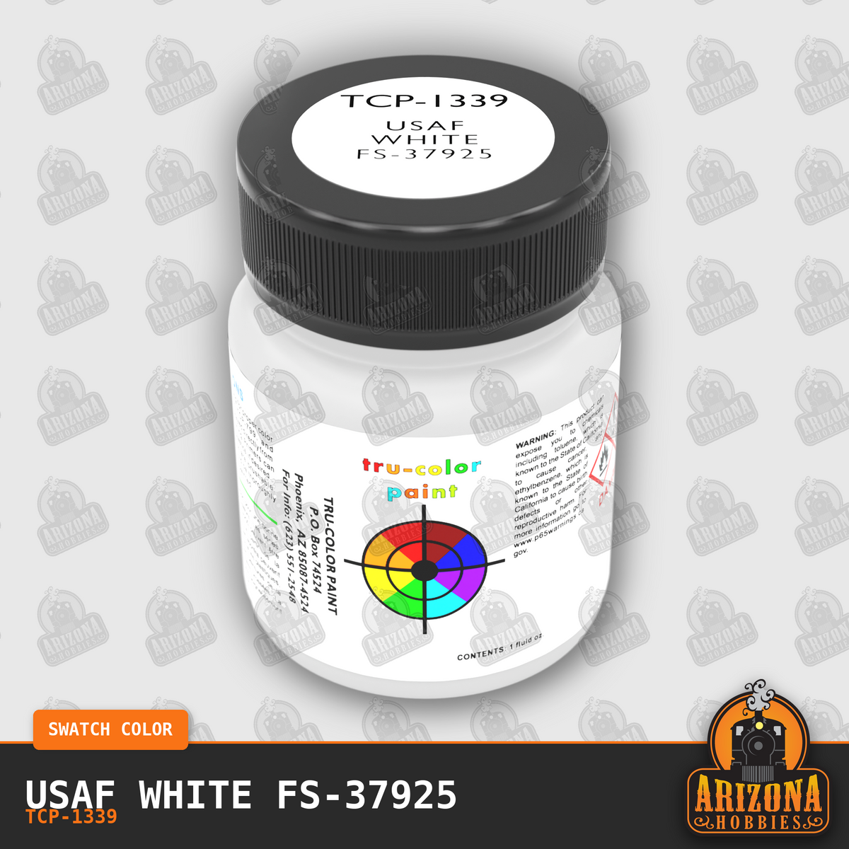 U.S. Air Force WHITE FS-37925 1-oz bottle (Air-brush) Tru-Color Paint-with color swatch-Arizona Hobbies