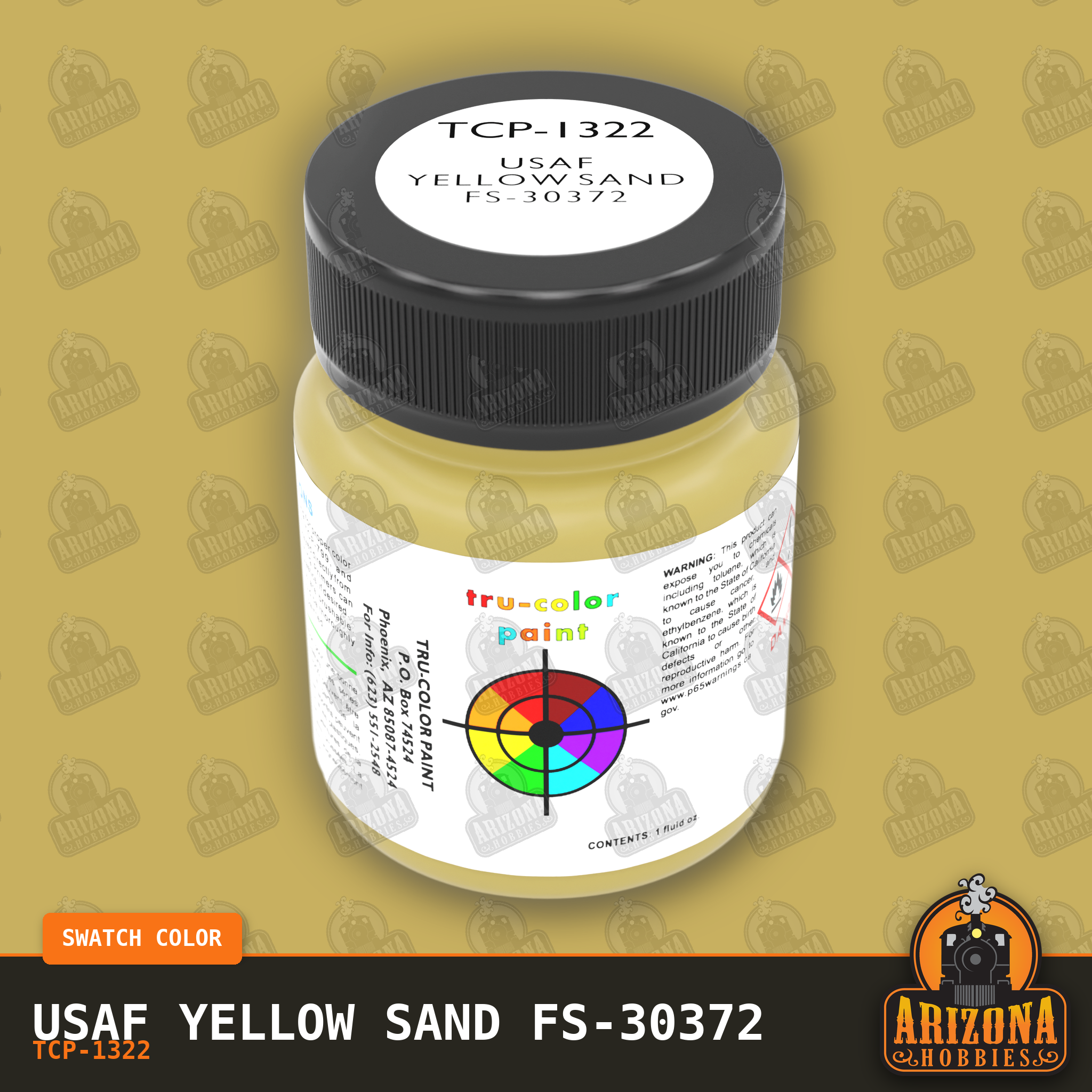 U.S. Air Force YELLOW SAND FS-30372 1-oz bottle (Air-brush) Tru-Color Paint-with color swatch-Arizona Hobbies