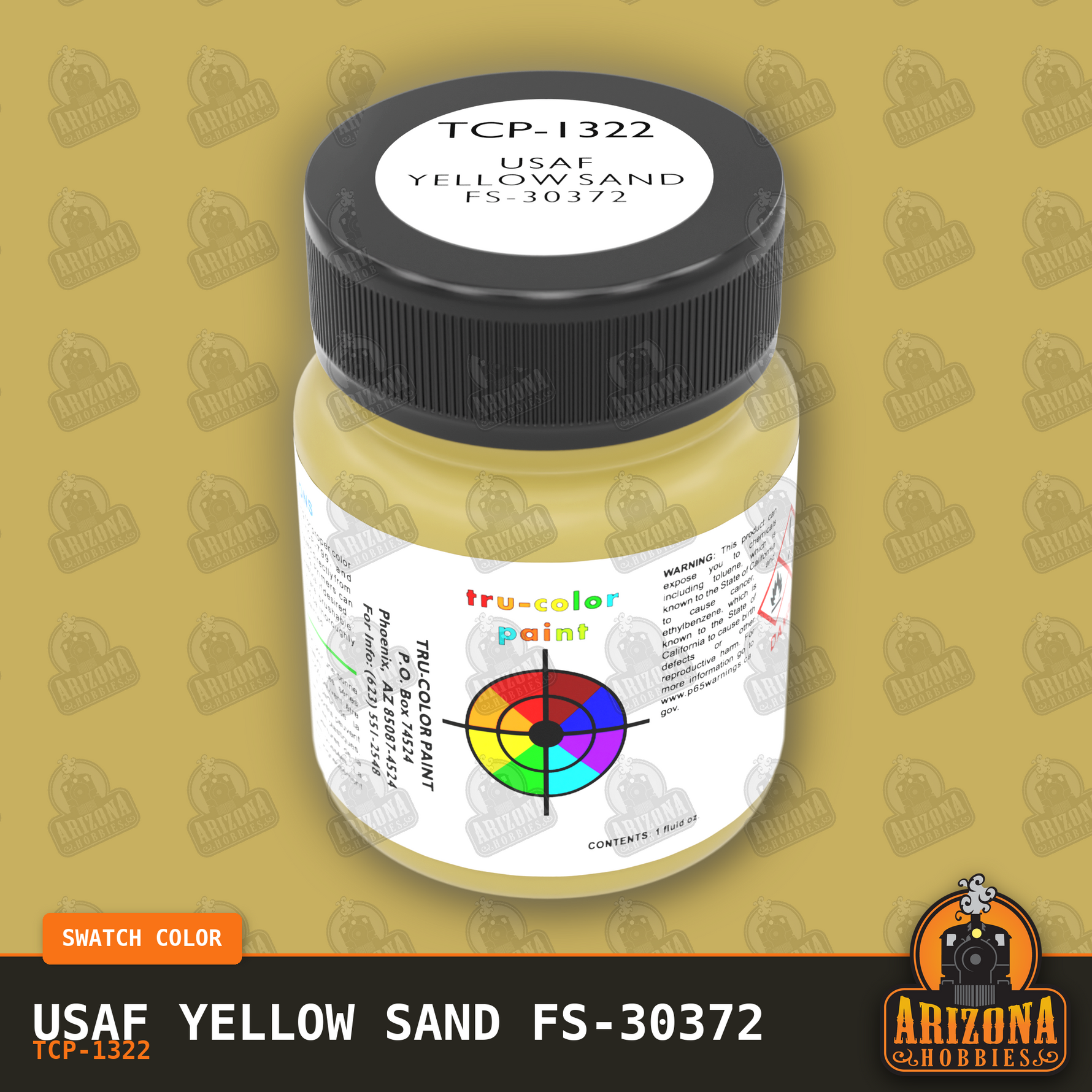 U.S. Air Force YELLOW SAND FS-30372 1-oz bottle (Air-brush) Tru-Color Paint-with color swatch-Arizona Hobbies