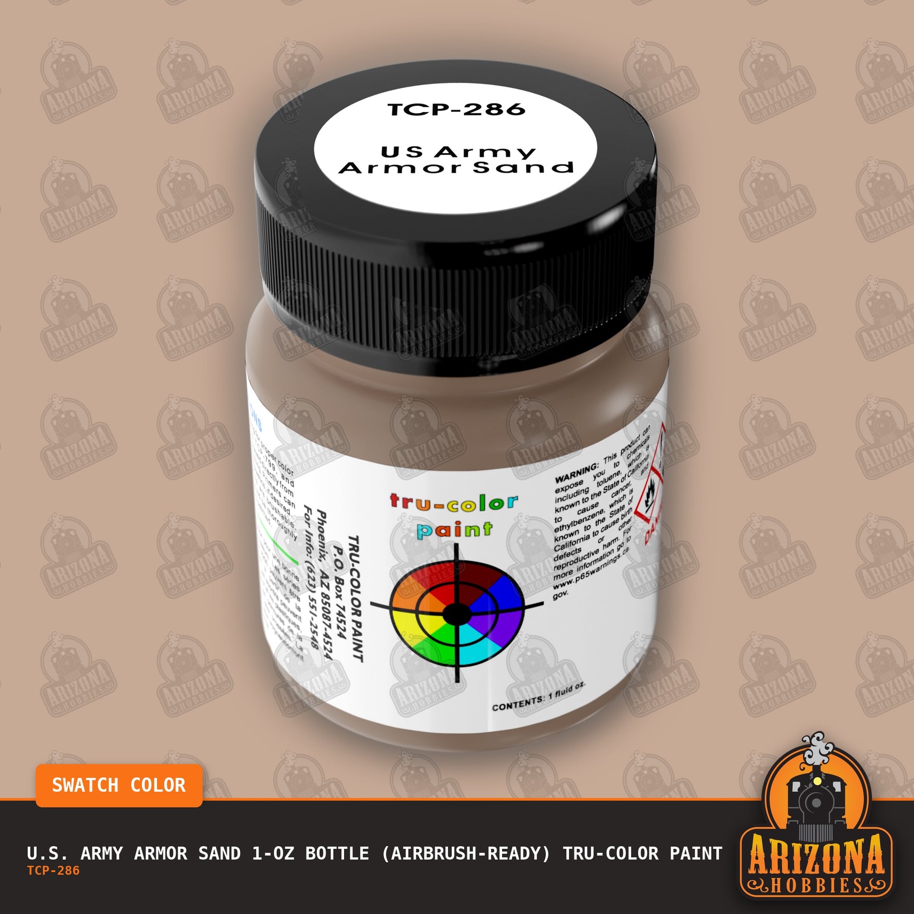 U.S. Army ARMOR SAND 1-oz bottle (Air-brush) Tru-Color Paint-with color swatch-Arizona Hobbies
