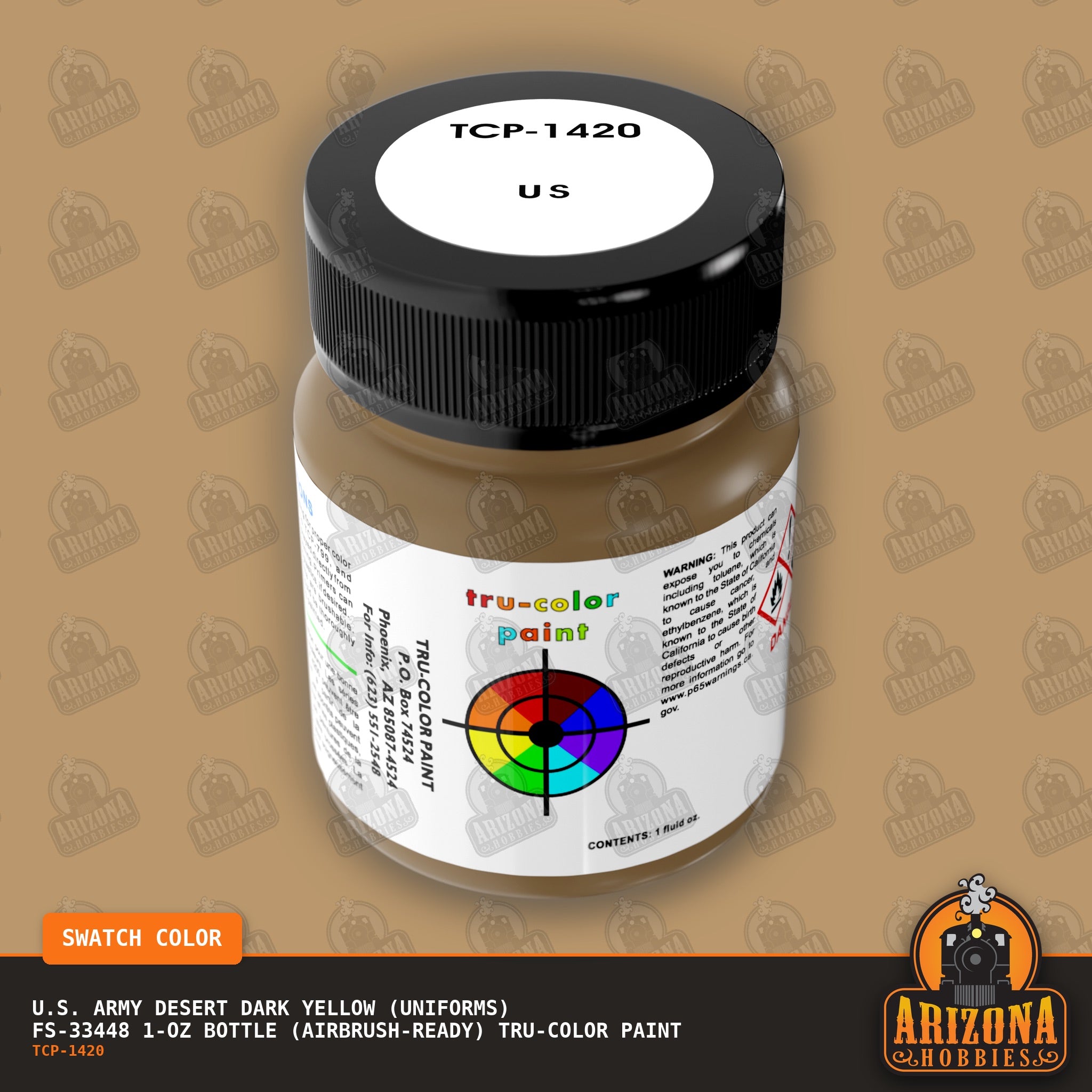 U.S. Army DESERT DARK YELLOW (Uniforms) FS-33448 1-oz bottle (Air-brush) Tru-Color Paint-with color swatch-Arizona Hobbies