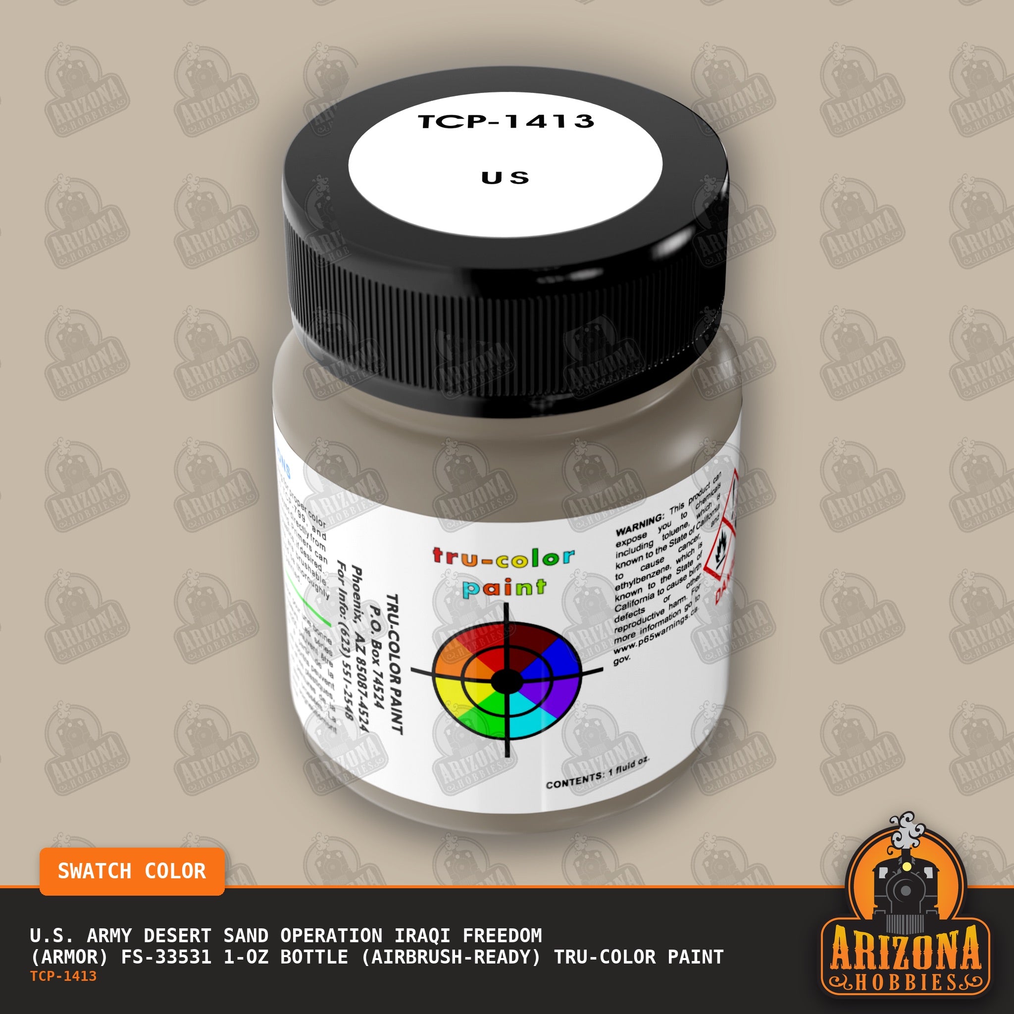 U.S. Army DESERT SAND Operation Iraqi Freedom (Armor) FS-33531 1-oz bottle (Air-brush) Tru-Color Paint-with color swatch-Arizona Hobbies