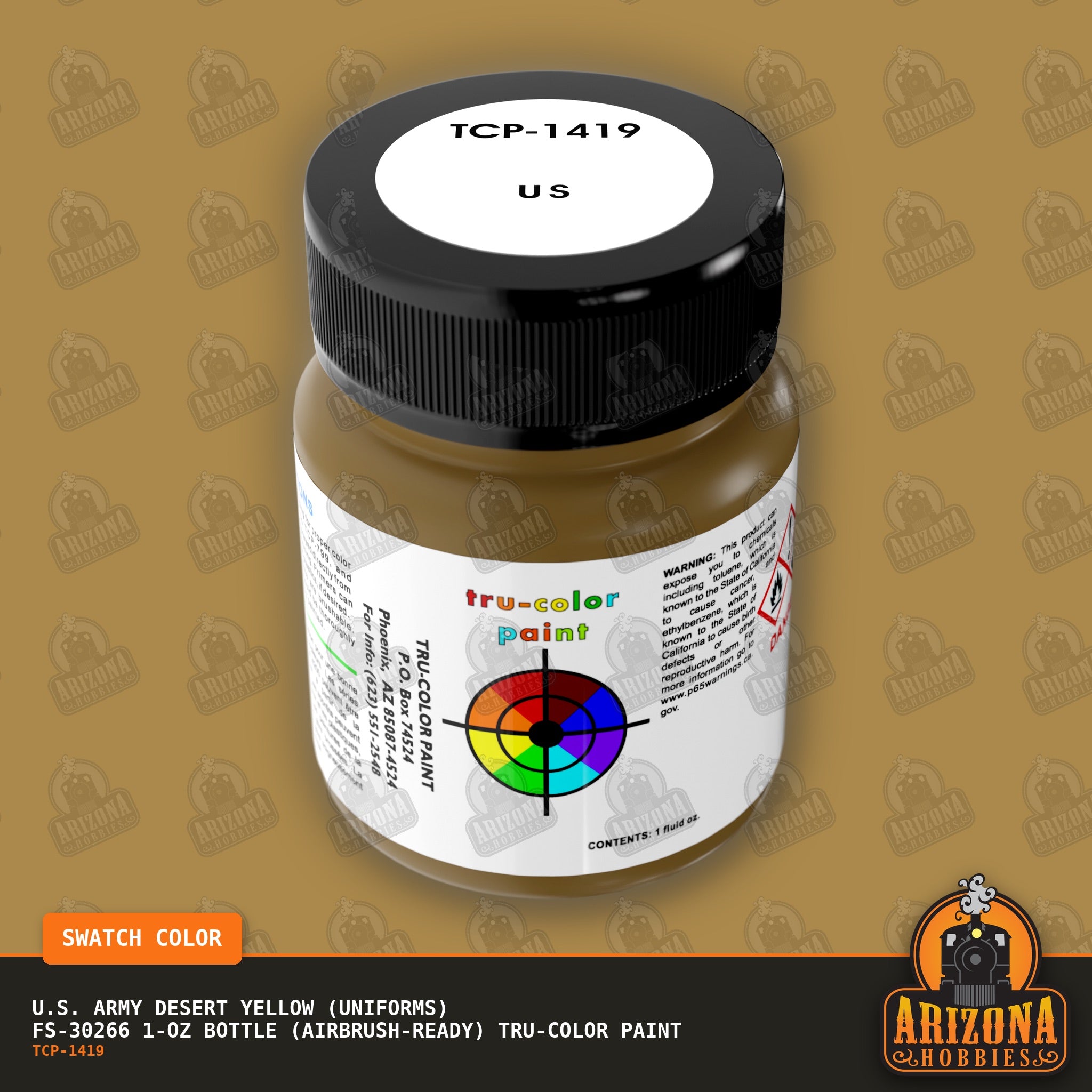 U.S. Army DESERT YELLOW (Uniforms) FS-30266 1-oz bottle (Air-brush) Tru-Color Paint-with color swatch-Arizona Hobbies