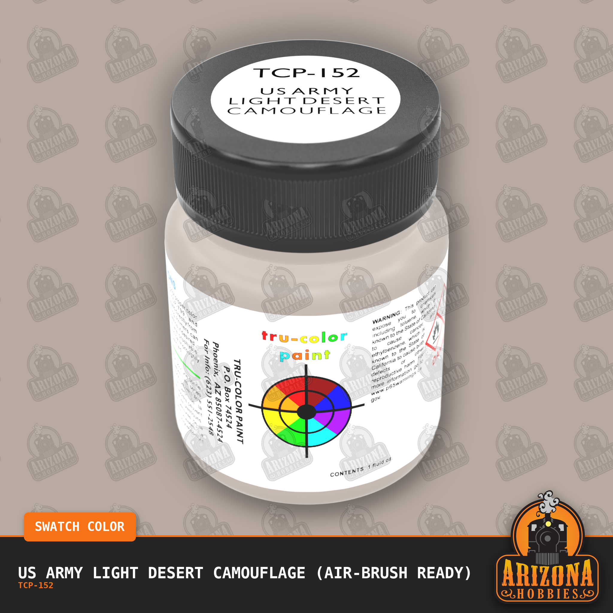 U.S. Army LIGHT DESERT CAMOUFLAGE 1-oz bottle (Air-brush) Tru-Color Paint-with color swatch-Arizona Hobbies