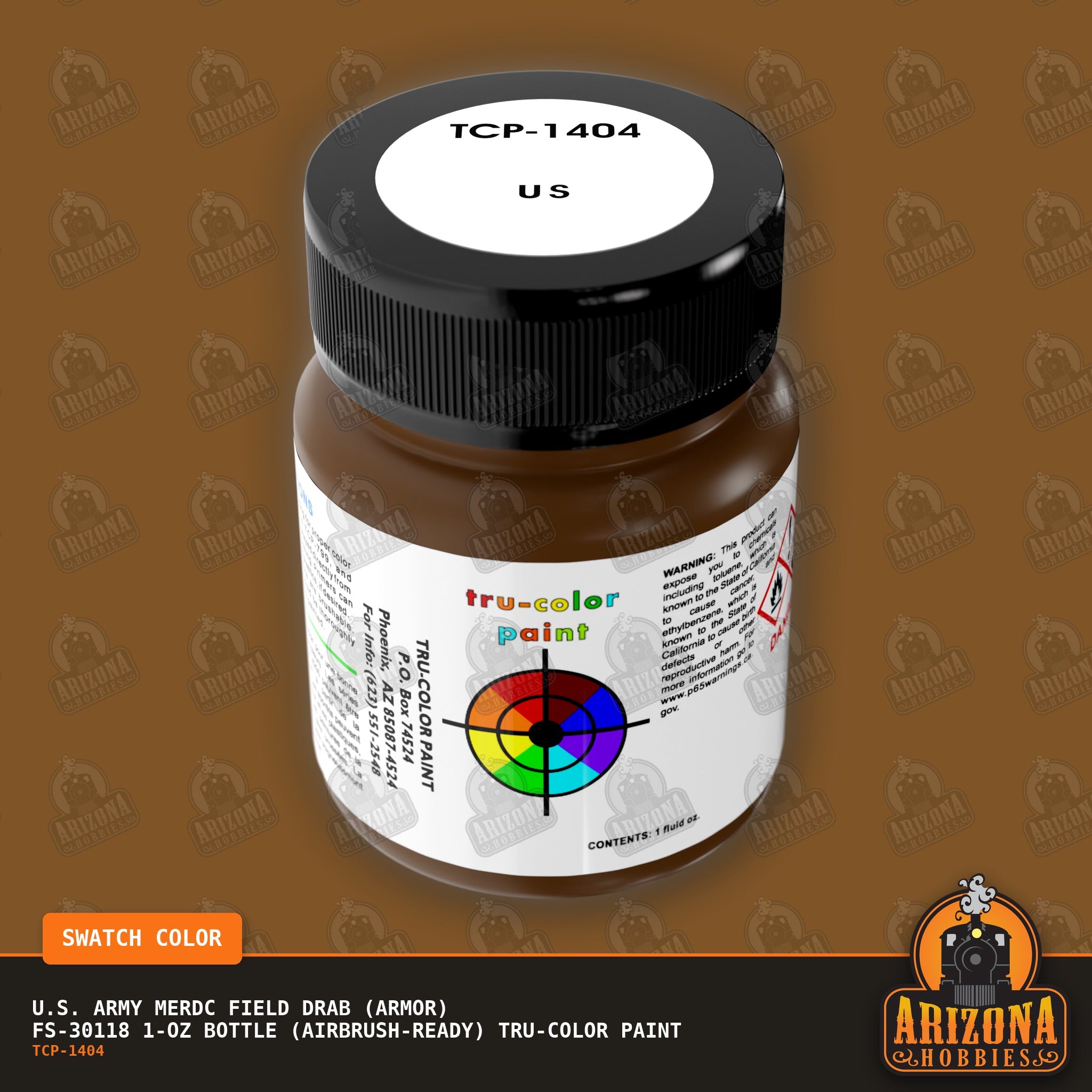 U.S. Army MERDC FIELD DRAB (Armor) FS-30118 1-oz bottle (Air-brush) Tru-Color Paint-with color swatch-Arizona Hobbies