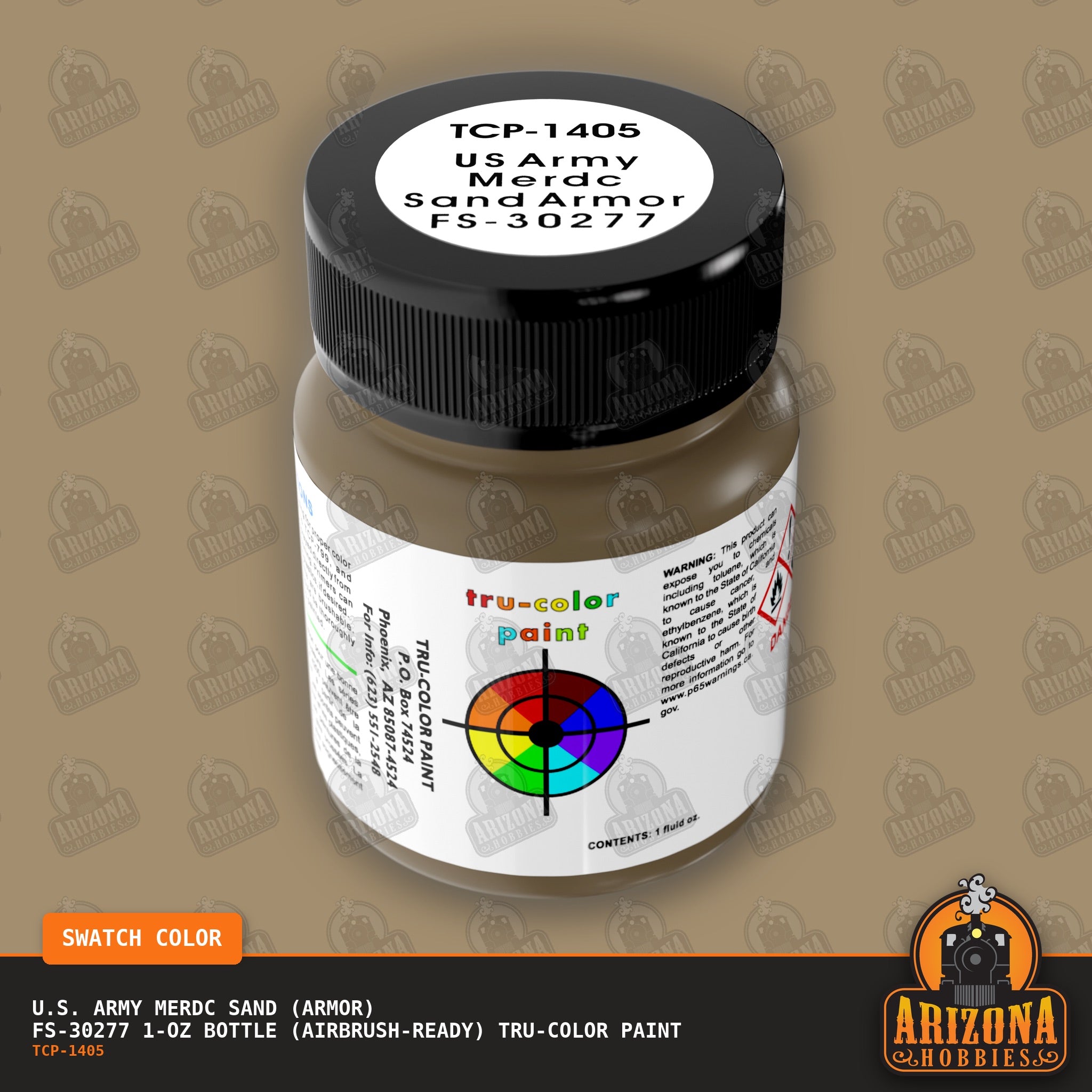 U.S. Army MERDC SAND (Armor) FS-30277 1-oz bottle (Air-brush) Tru-Color Paint-with color swatch-Arizona Hobbies
