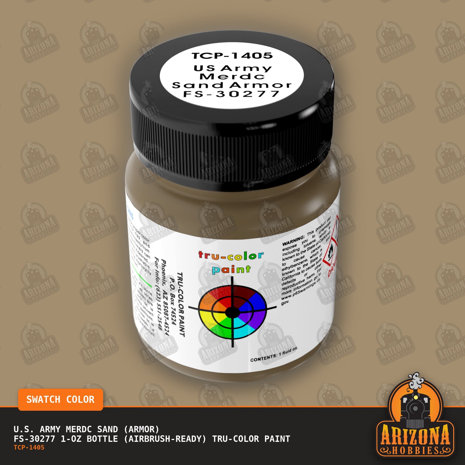 U.S. Army MERDC SAND (Armor) FS-30277 1-oz bottle (Air-brush) Tru-Color Paint-with color swatch-Arizona Hobbies