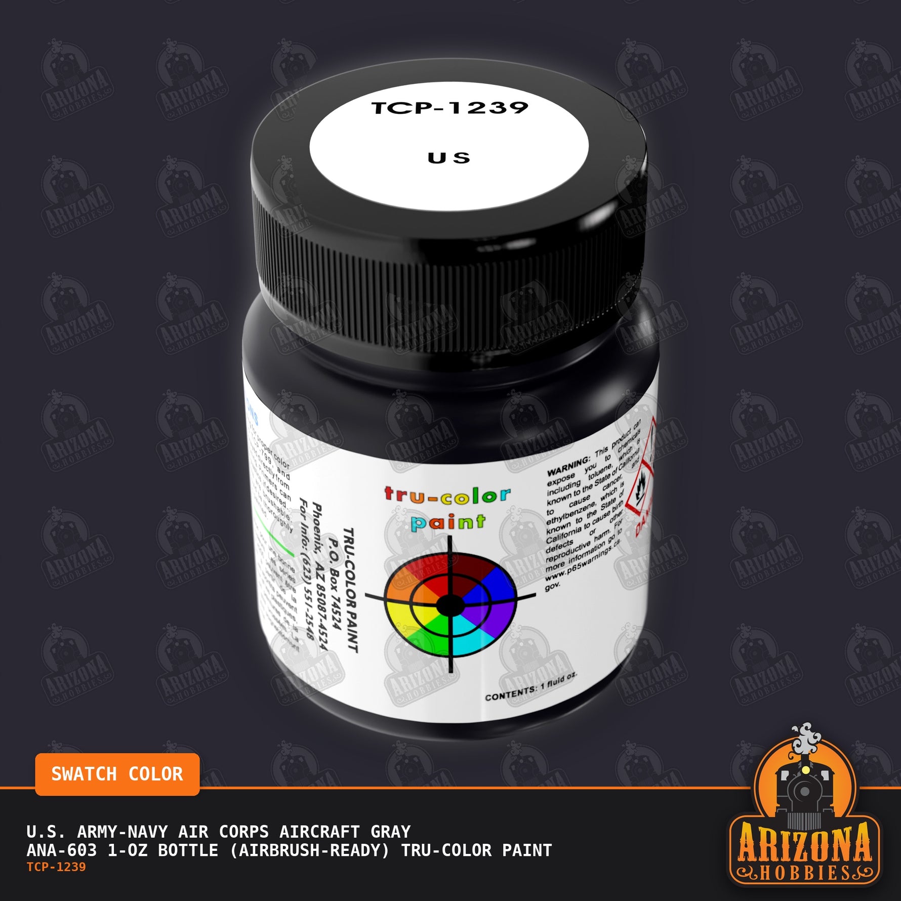 U.S. Army-Navy Air Corps AIRCRAFT GRAY ANA-603 1-oz bottle (Air-brush) Tru-Color Paint-with color swatch-Arizona Hobbies