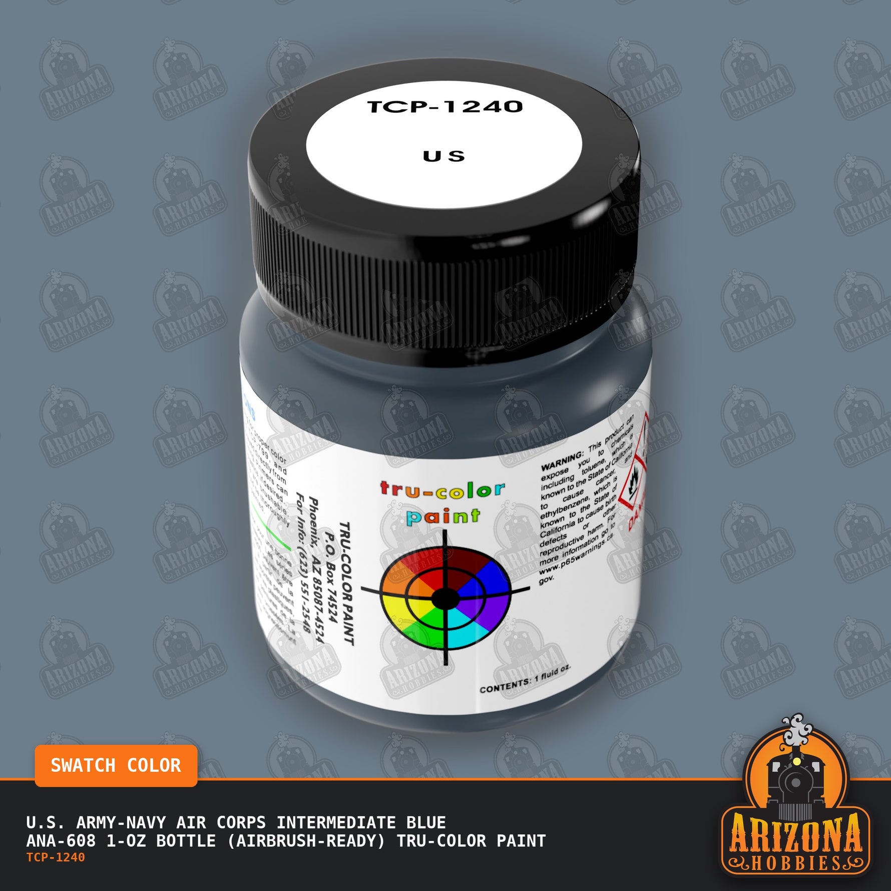 U.S. Army-Navy Air Corps INTERMEDIATE BLUE ANA-608 1-oz bottle (Air-brush) Tru-Color Paint-with color swatch-Arizona Hobbies