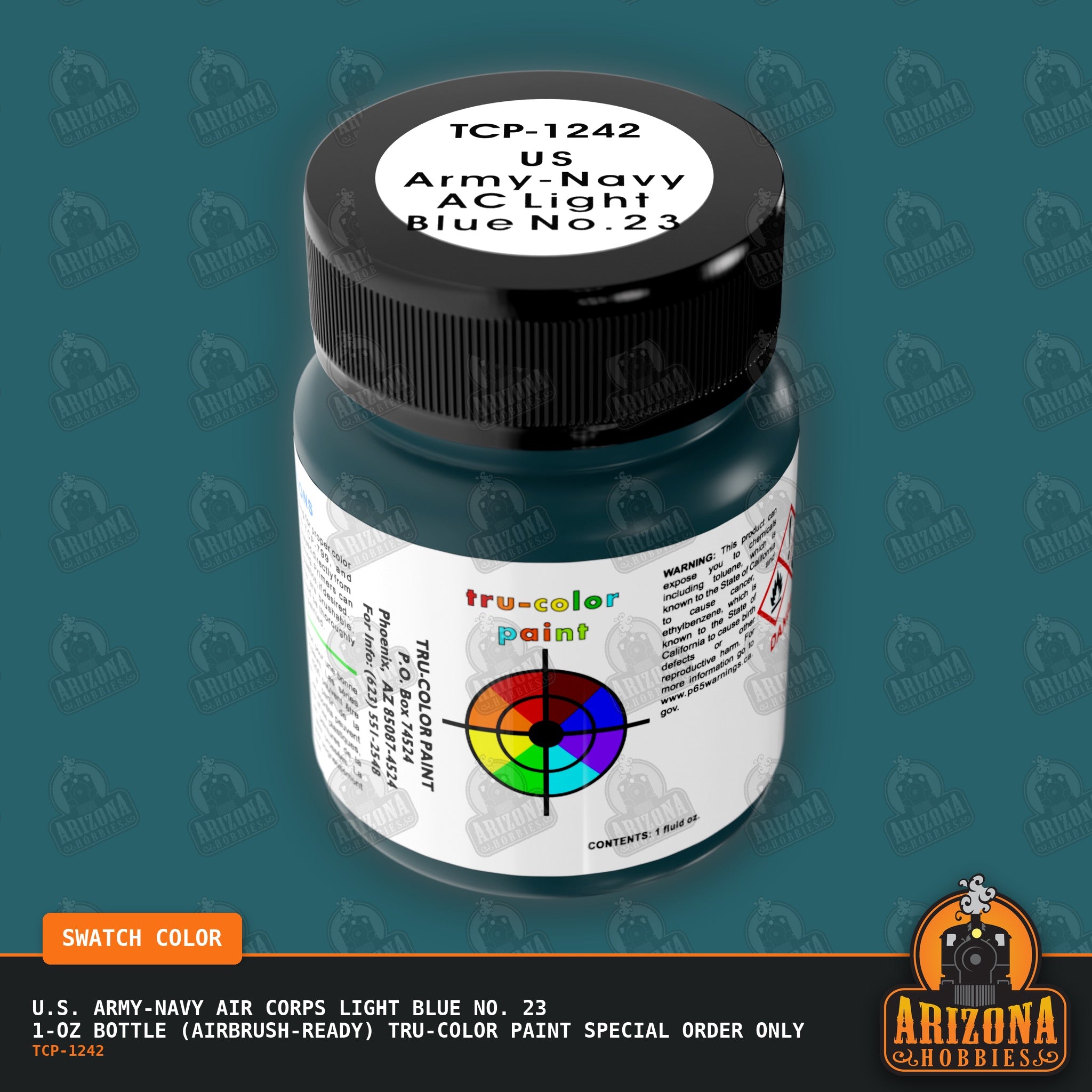 U.S. Army-Navy Air Corps LIGHT BLUE No. 23 1-oz bottle (Air-brush) Tru-Color Paint SPECIAL ORDER ONLY-with color swatch-Arizona Hobbies