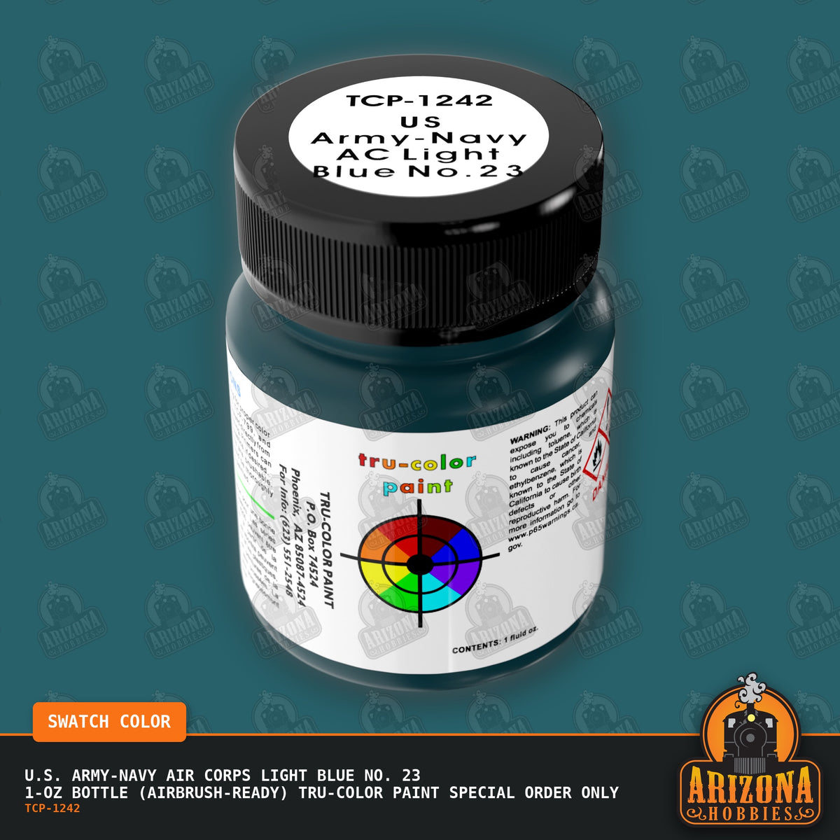 U.S. Army-Navy Air Corps LIGHT BLUE No. 23 1-oz bottle (Air-brush) Tru-Color Paint SPECIAL ORDER ONLY-with color swatch-Arizona Hobbies