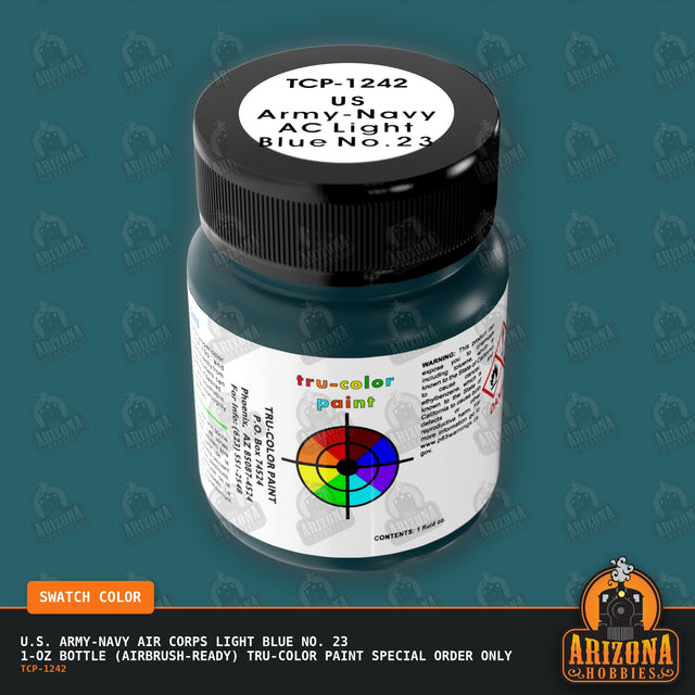 U.S. Army-Navy Air Corps LIGHT BLUE No. 23 1-oz bottle (Air-brush) Tru-Color Paint SPECIAL ORDER ONLY-with color swatch-Arizona Hobbies