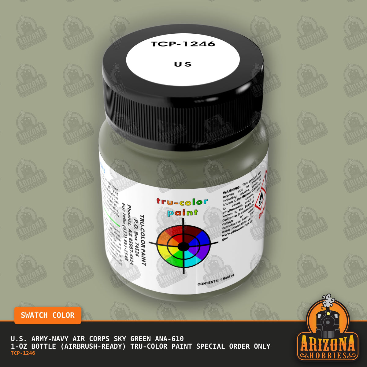 U.S. Army-Navy Air Corps SKY GREEN ANA-610 1-oz bottle (Air-brush) Tru-Color Paint SPECIAL ORDER ONLY-with color swatch-Arizona Hobbies