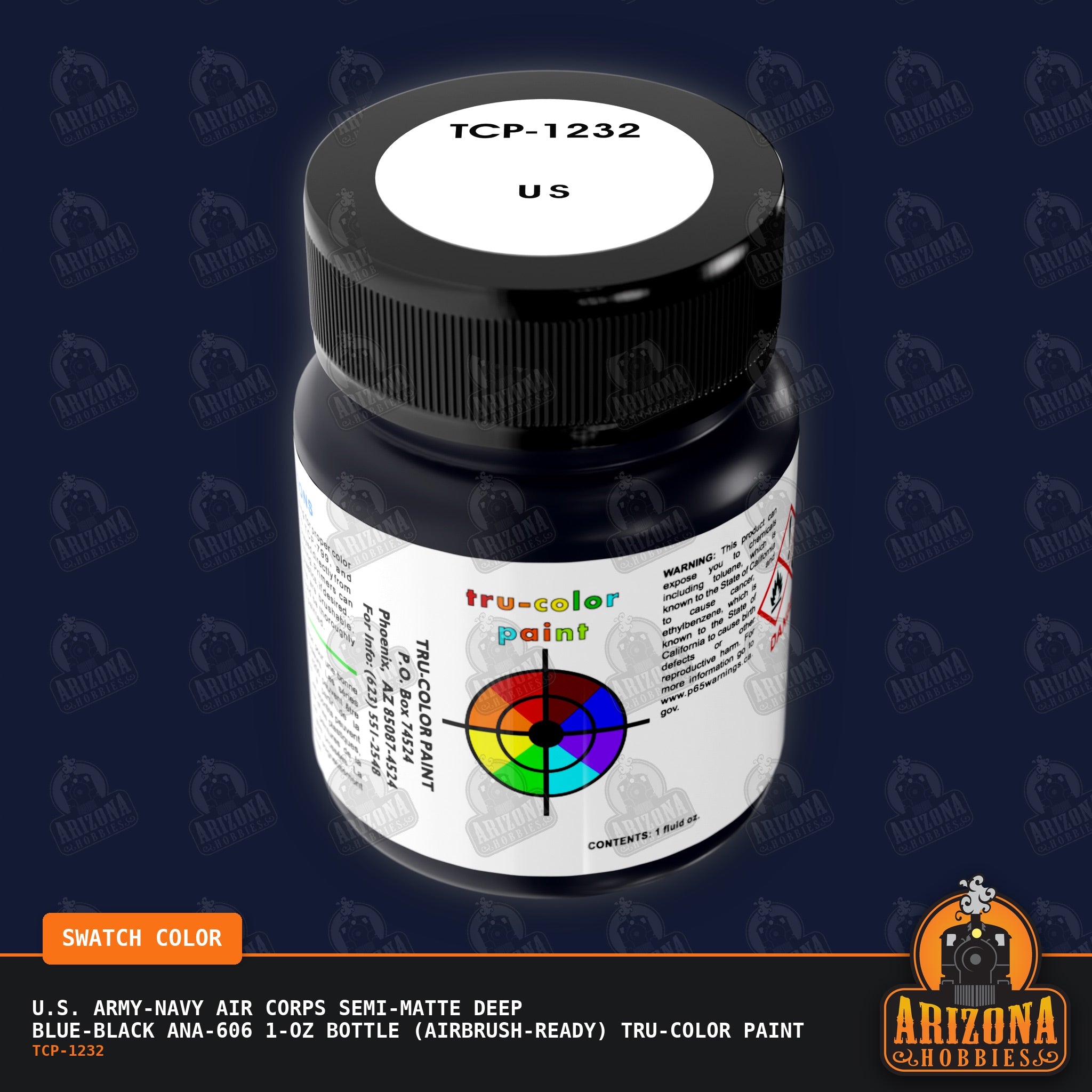 U.S. Army-Navy Air Corps Semi-Matte DEEP BLUE-BLACK ANA-606 1-oz bottle (Air-brush) Tru-Color Paint-with color swatch-Arizona Hobbies
