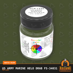 U.S. Army and Marine Corps HELO DRAB (Helicopters) FS-34031 1-oz bottle (Air-brush) Tru-Color Paint-with color swatch-Arizona Hobbies