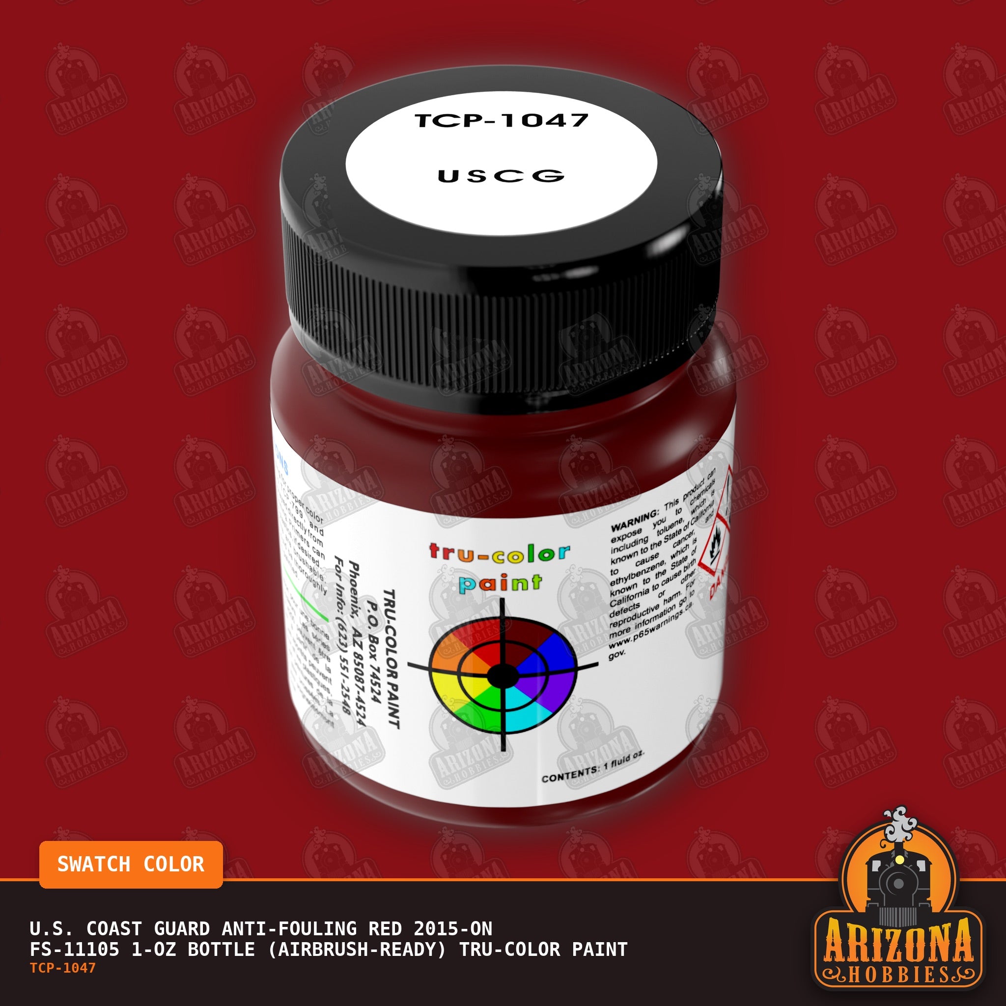 U.S. Coast Guard ANTI-FOULING RED 2015-on FS-11105 1-oz bottle (Air-brush) Tru-Color Paint-with color swatch-Arizona Hobbies