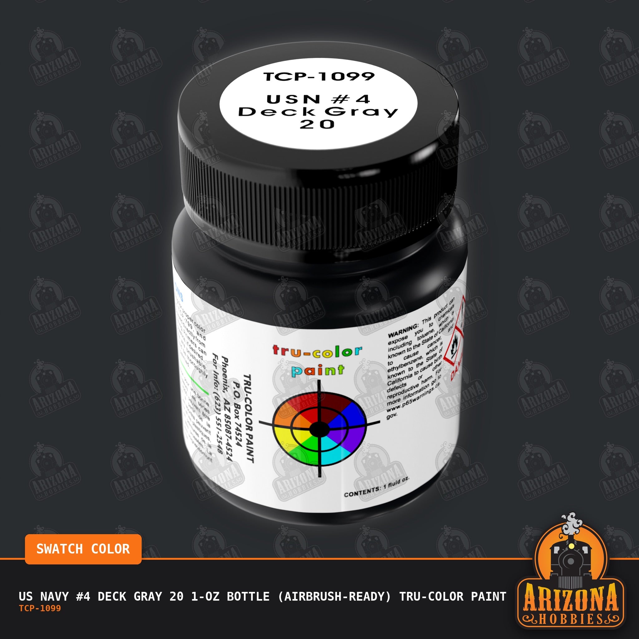 U.S. Navy #4 DECK GRAY 20 1-oz bottle (AirbrU.S.h-ready) Tru-Color Paint-with color swatch-Arizona Hobbies