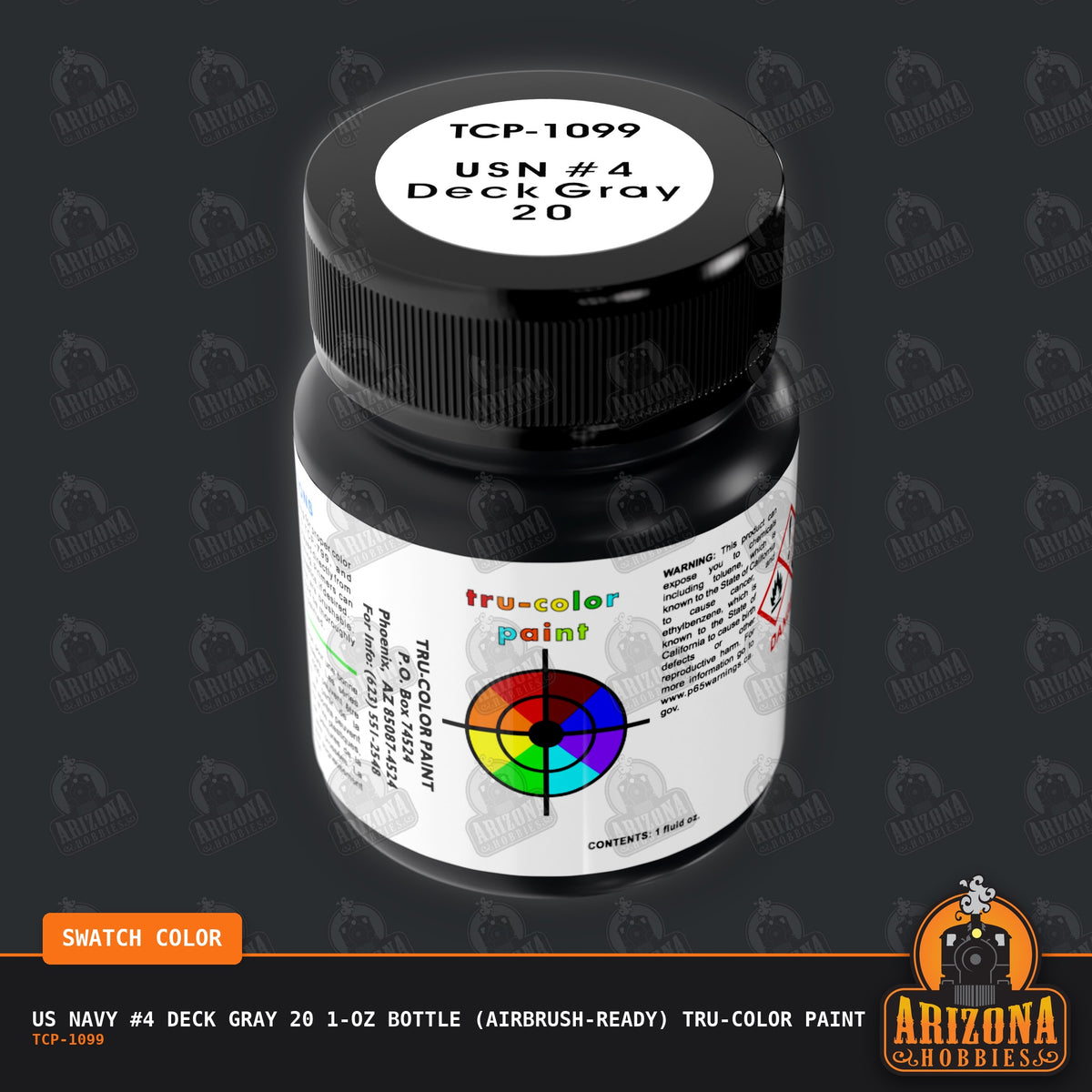 U.S. Navy #4 DECK GRAY 20 1-oz bottle (AirbrU.S.h-ready) Tru-Color Paint-with color swatch-Arizona Hobbies
