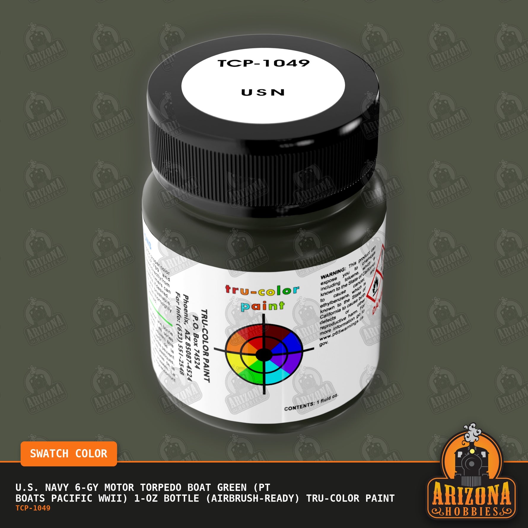 U.S. Navy 6-GY Motor Torpedo Boat GREEN (PT Boats Pacific WWII) 1-oz bottle (Air-brush) Tru-Color Paint-with color swatch-Arizona Hobbies