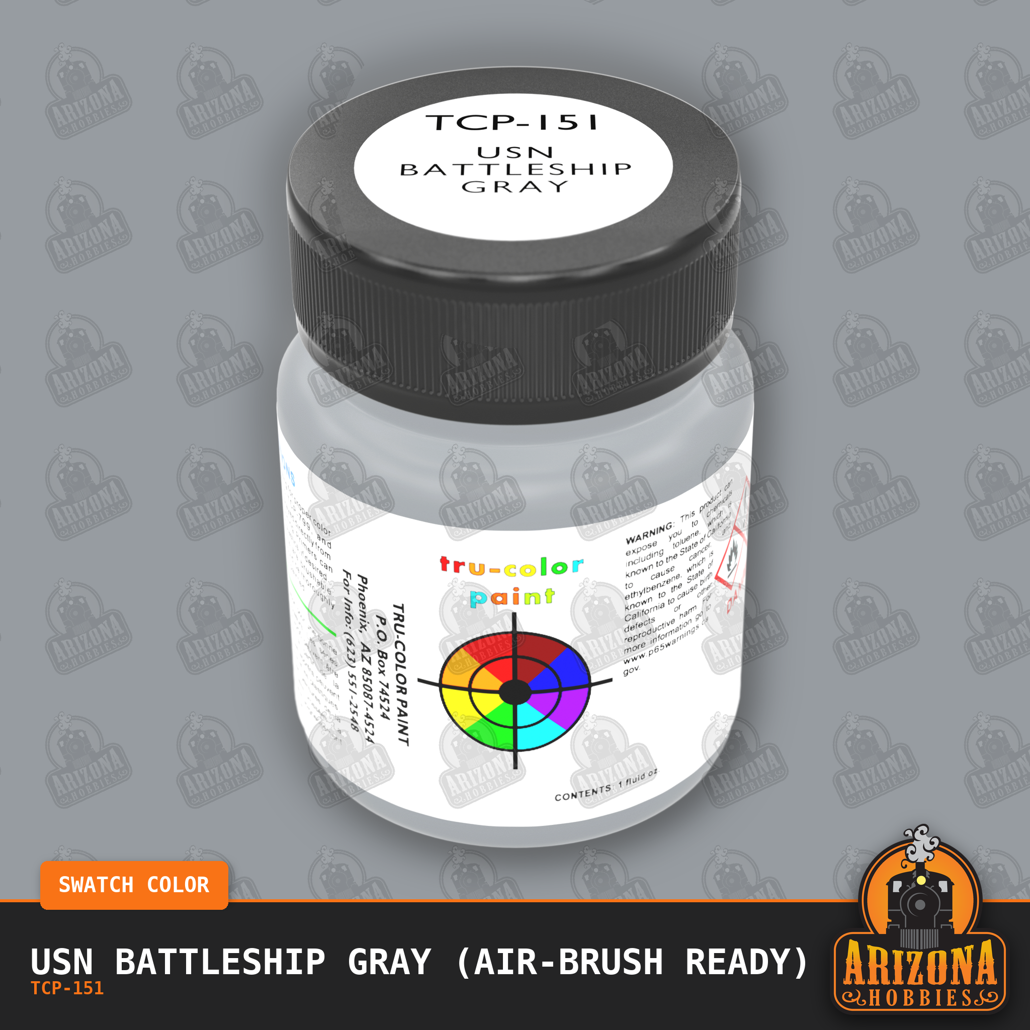 U.S. Navy BATTLESHIP GRAY 1-oz bottle (Air-brush) Tru-Color Paint-with color swatch-Arizona Hobbies