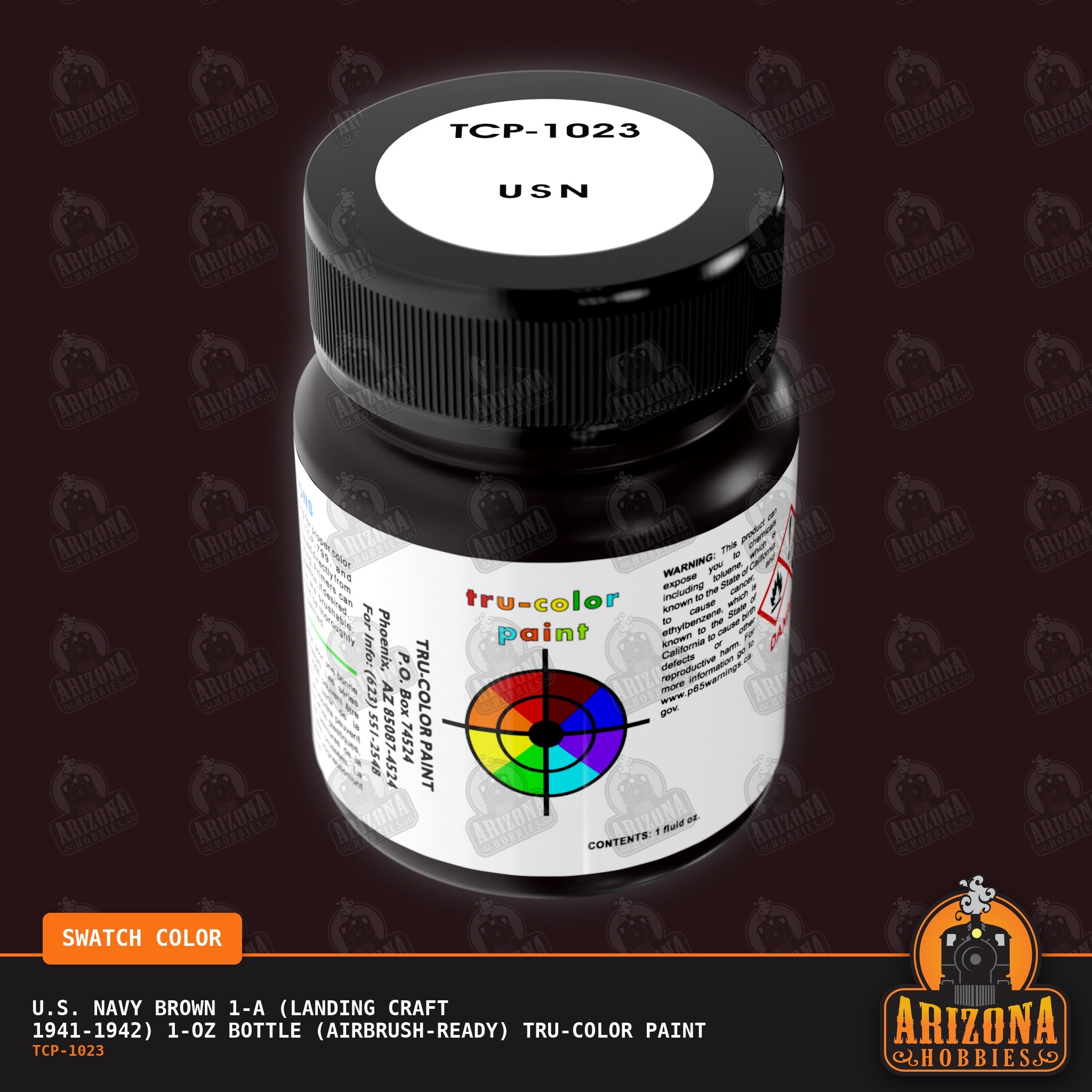 U.S. Navy BROWN 1-A (landing craft 1941-1942) 1-oz bottle (Air-brush) Tru-Color Paint-with color swatch-Arizona Hobbies