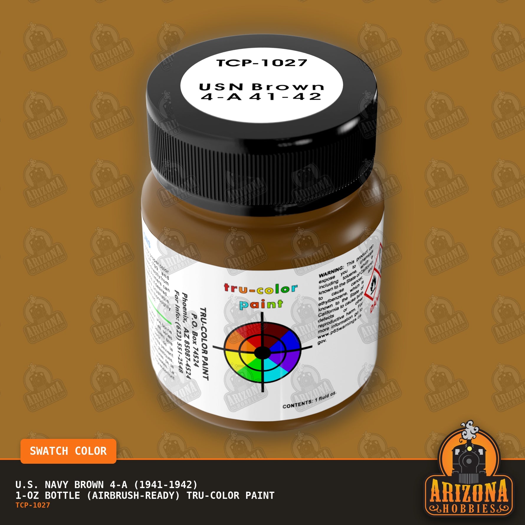 U.S. Navy BROWN 4-A (1941-1942) 1-oz bottle (Air-brush) Tru-Color Paint-with color swatch-Arizona Hobbies