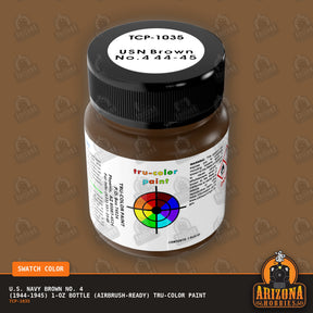 U.S. Navy BROWN No. 4 (1944-1945) 1-oz bottle (Air-brush) Tru-Color Paint-with color swatch-Arizona Hobbies